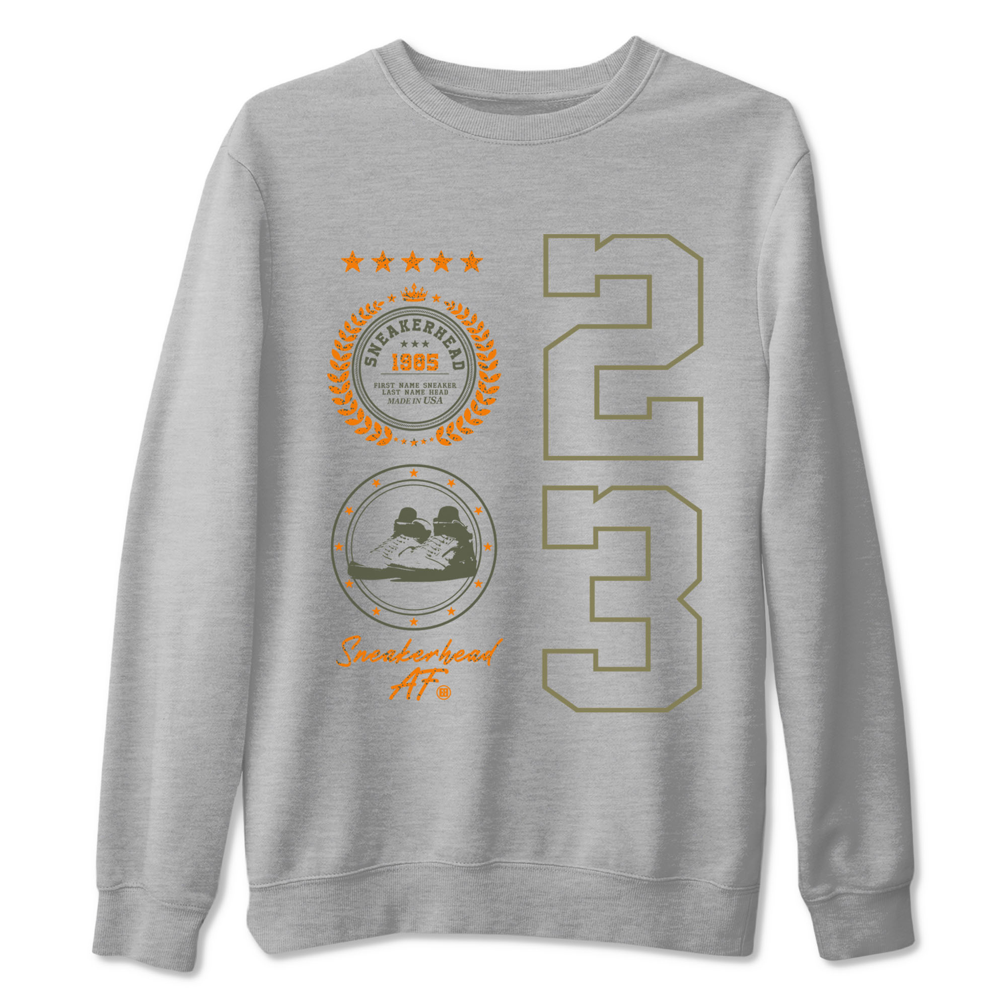 Air Jordan 5 Olive shirt to match jordans Sneaker Emblem sneaker tees 5s Olive Drip Gear Zone unisex cotton Heather Grey 2 crew neck shirt