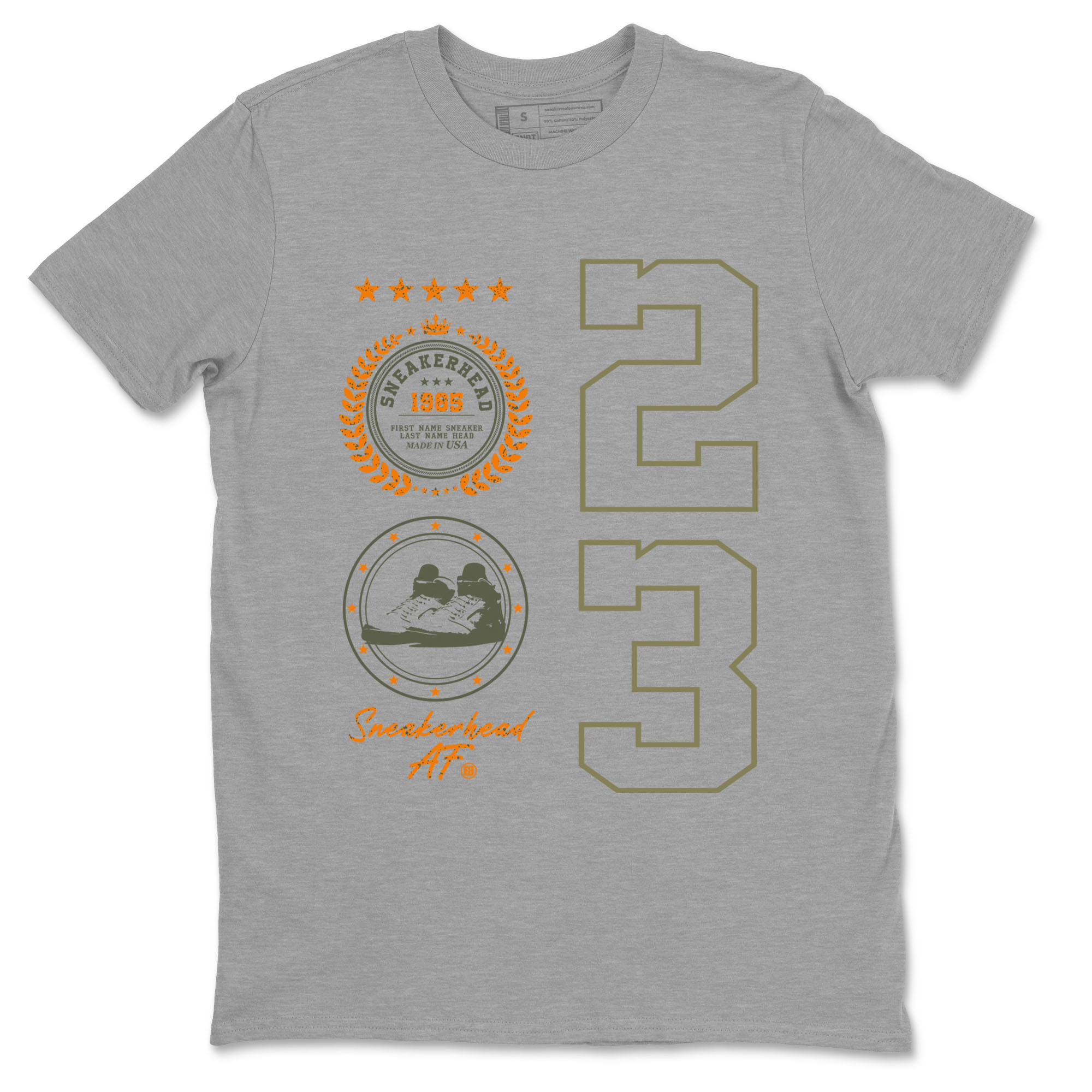 Air Jordan 5 Olive shirt to match jordans Sneaker Emblem sneaker tees 5s Olive Drip Gear Zone unisex cotton Heather Grey 2 crew neck shirt