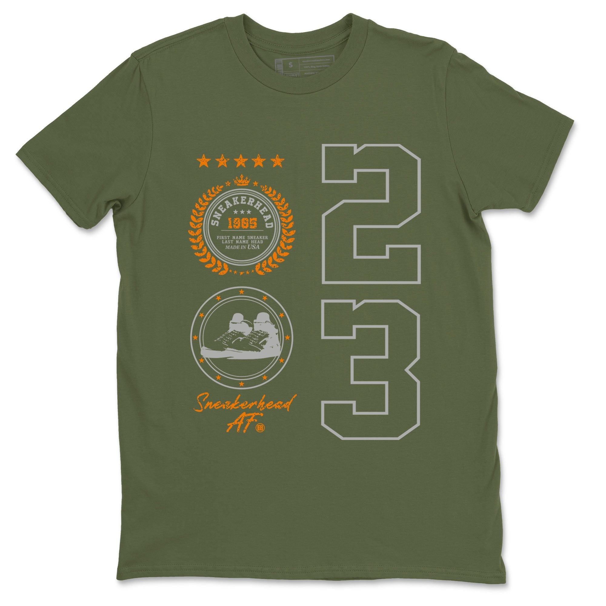 Air Jordan 5 Olive shirt to match jordans Sneaker Emblem sneaker tees 5s Olive Drip Gear Zone unisex cotton Military Green 2 crew neck shirt