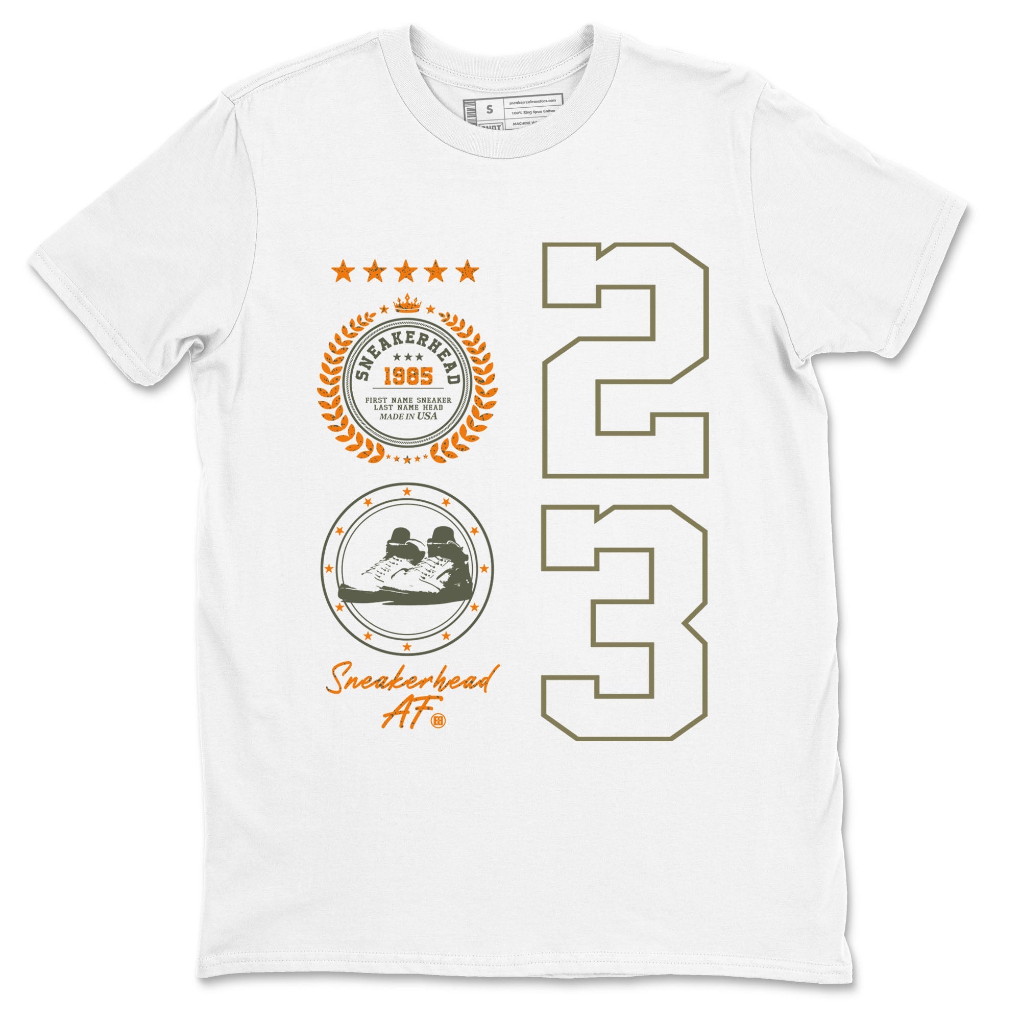 Air Jordan 5 Olive shirt to match jordans Sneaker Emblem sneaker tees 5s Olive Drip Gear Zone unisex cotton White 2 crew neck shirt
