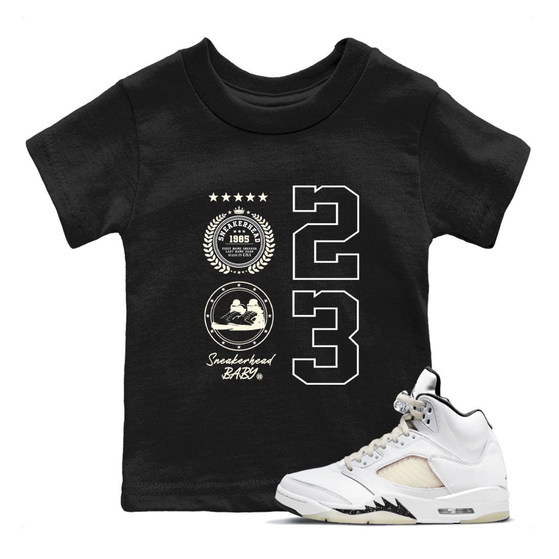 Air Jordan 5 Sail shirt to match jordans streetwear brand Sneaker Emblem sneaker tees Air Jordan 5 Sail Drip Gear Zone baby toddler Black 1 cotton Shirt
