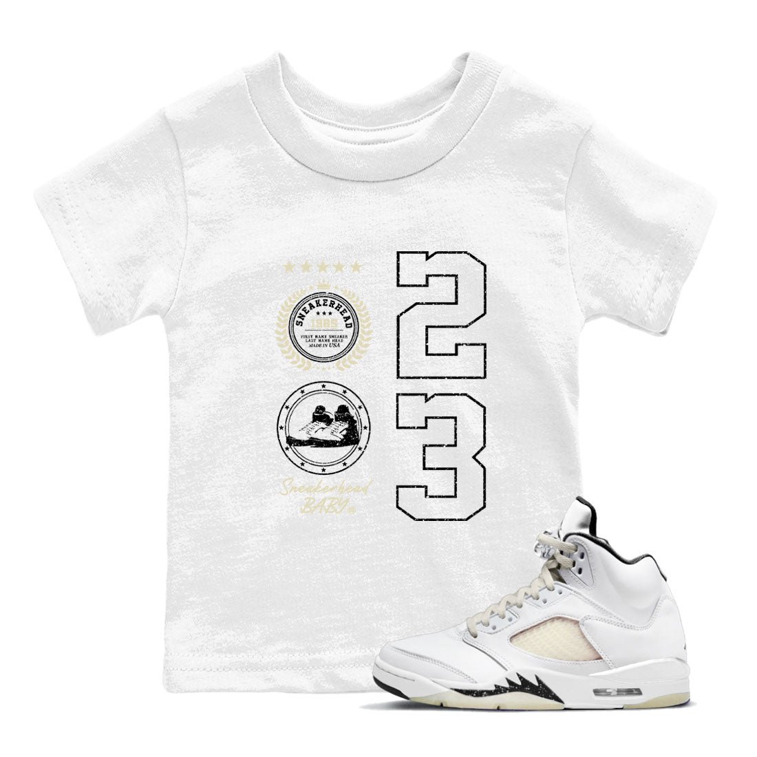 Air Jordan 5 Sail shirt to match jordans streetwear brand Sneaker Emblem sneaker tees Air Jordan 5 Sail Drip Gear Zone baby toddler White 1 cotton Shirt