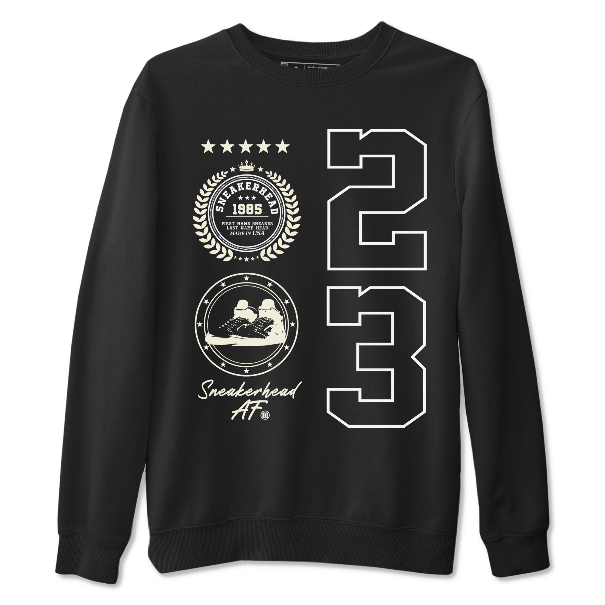 Air Jordan 5 Sail shirt to match jordans streetwear brand Sneaker Emblem sneaker tees Air Jordan 5 Sail Drip Gear Zone unisex cotton Black 2 crew neck shirt