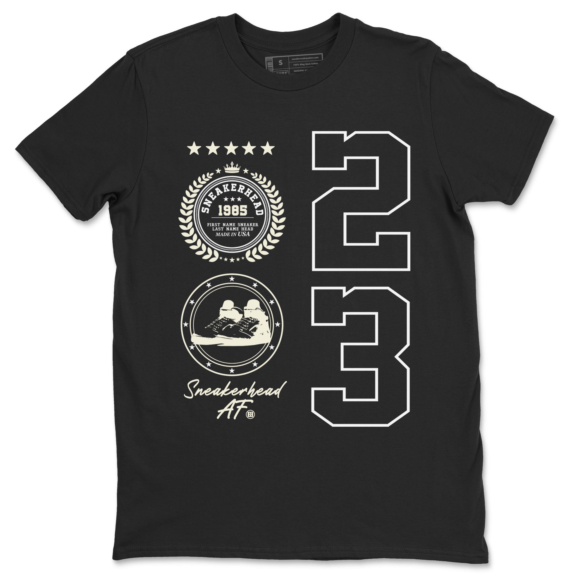 Air Jordan 5 Sail shirt to match jordans streetwear brand Sneaker Emblem sneaker tees Air Jordan 5 Sail Drip Gear Zone unisex cotton Black 2 crew neck shirt
