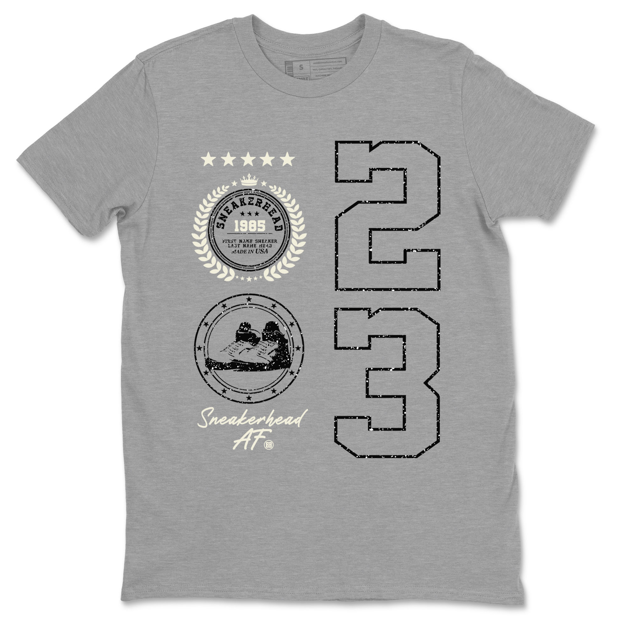 Air Jordan 5 Sail shirt to match jordans streetwear brand Sneaker Emblem sneaker tees Air Jordan 5 Sail Drip Gear Zone unisex cotton Heather Grey 2 crew neck shirt