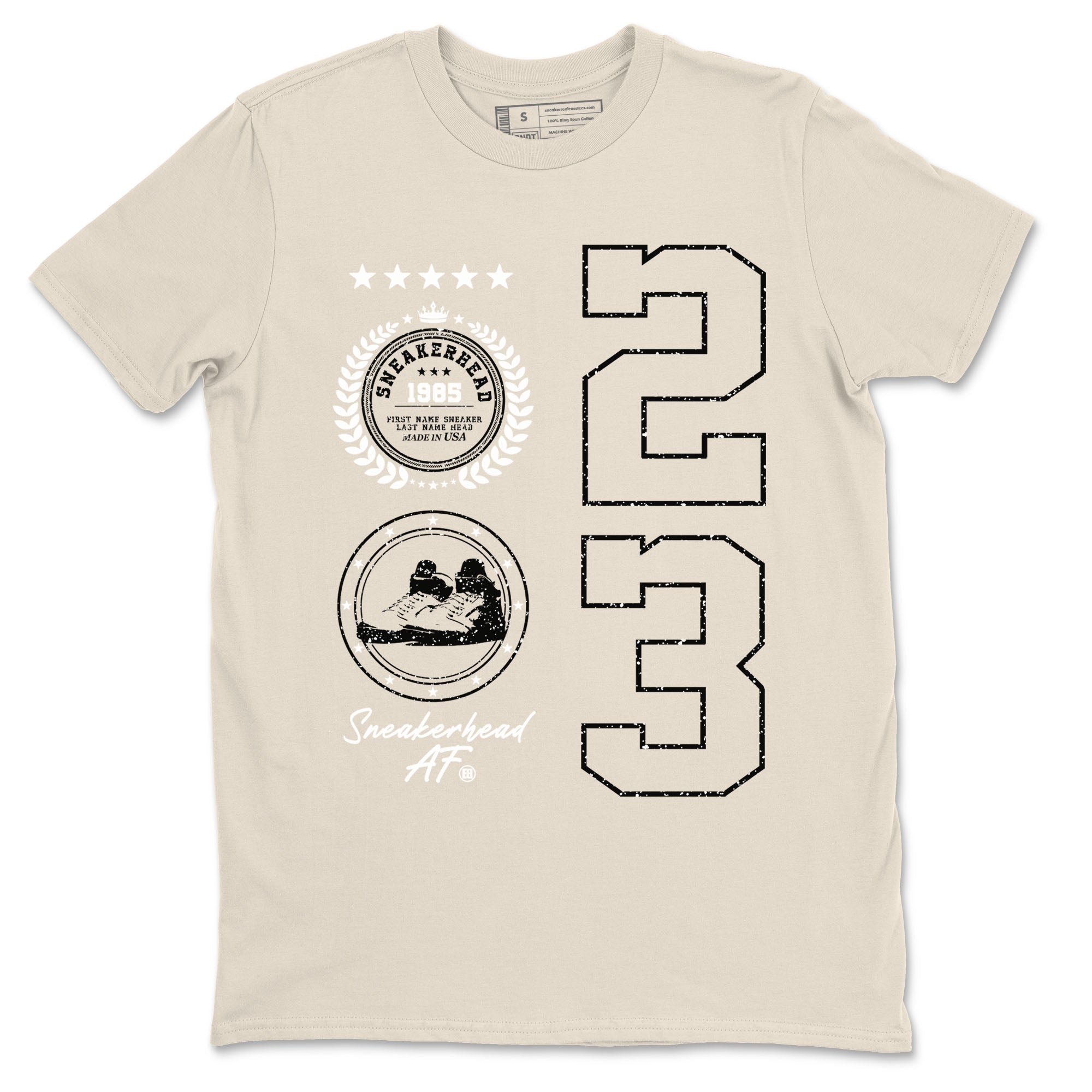 Air Jordan 5 Sail shirt to match jordans streetwear brand Sneaker Emblem sneaker tees Air Jordan 5 Sail Drip Gear Zone unisex cotton Natural 2 crew neck shirt