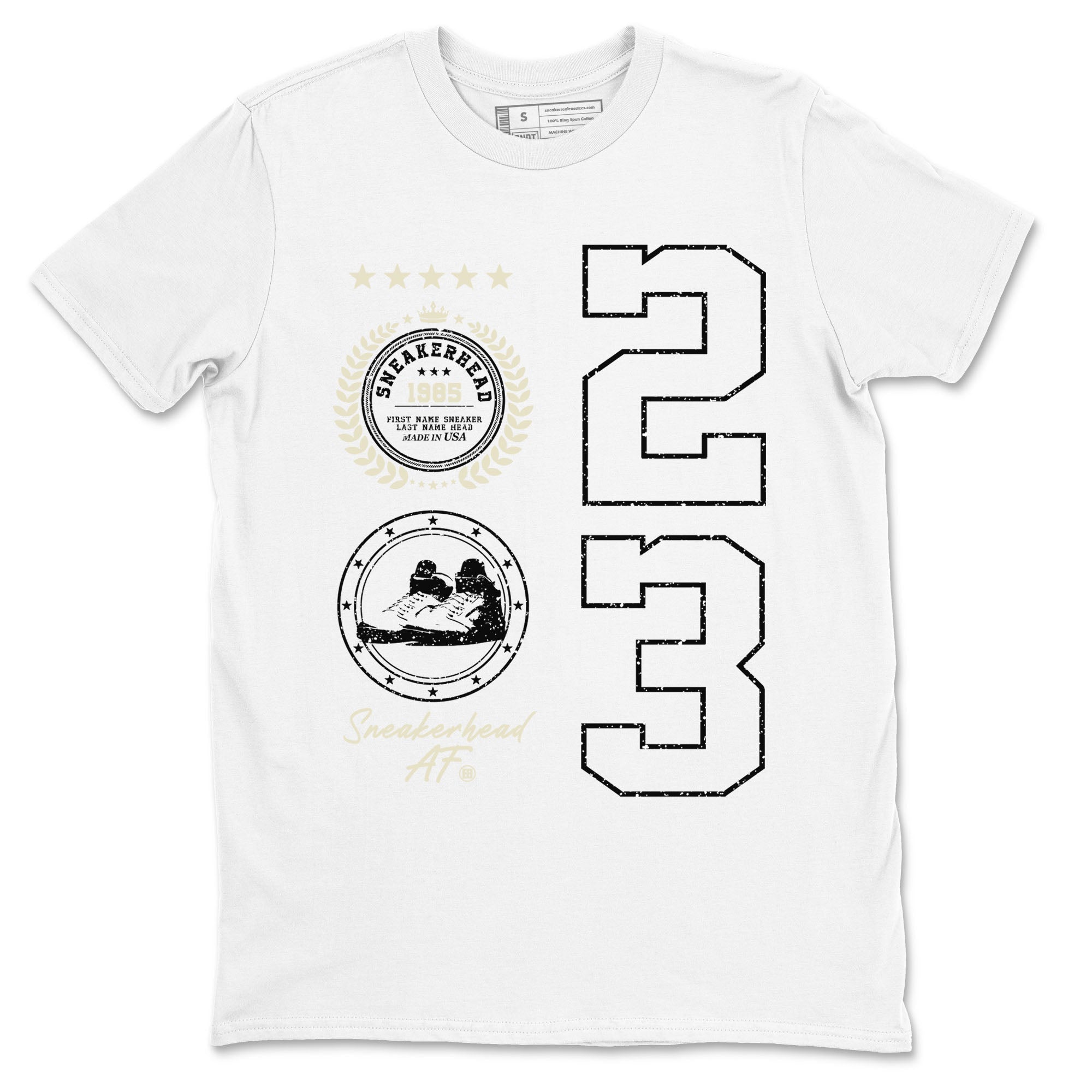 Air Jordan 5 Sail shirt to match jordans streetwear brand Sneaker Emblem sneaker tees Air Jordan 5 Sail Drip Gear Zone unisex cotton White 2 crew neck shirt