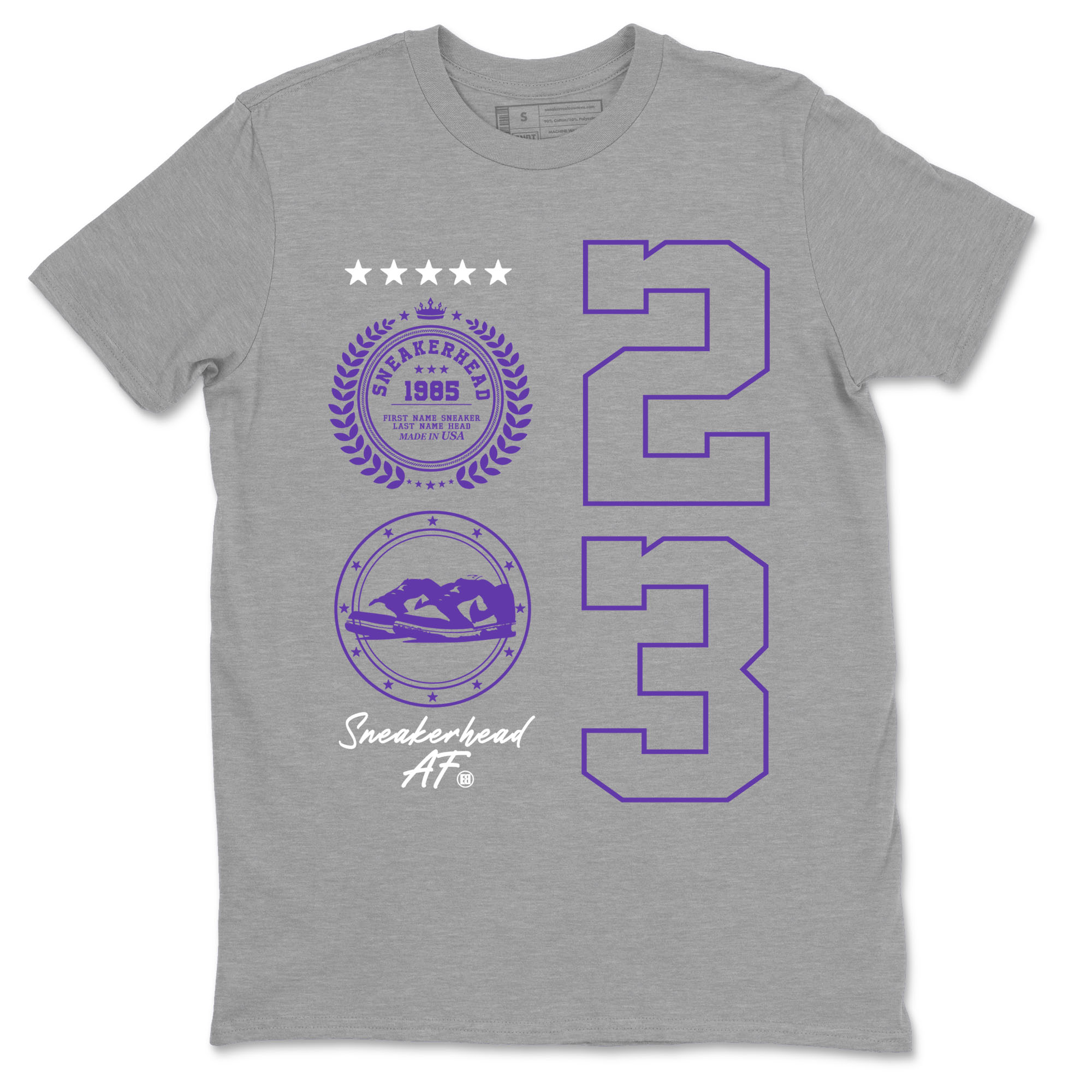 Sneaker Emblem sneaker match tees to Court Purple Dunks street fashion brand for shirts to match Jordans Drip Gear Zone Dunk Low Court Purple unisex t-shirt Heather Grey 2 unisex shirt