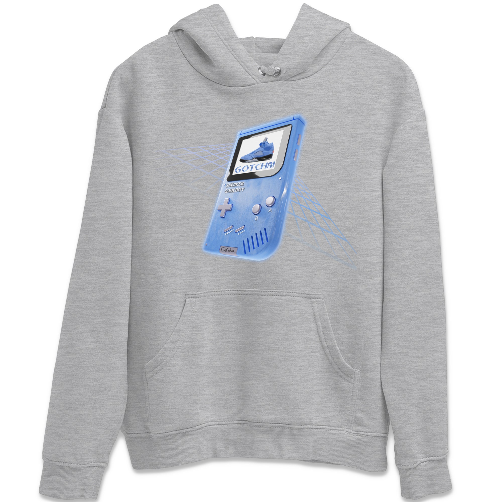 Air Jordan 5 UNC Sneaker Tees Drip Gear Zone Sneaker Game Boy Sneaker Tees AJ5 UNC Shirt Unisex Shirts Heather Grey 2