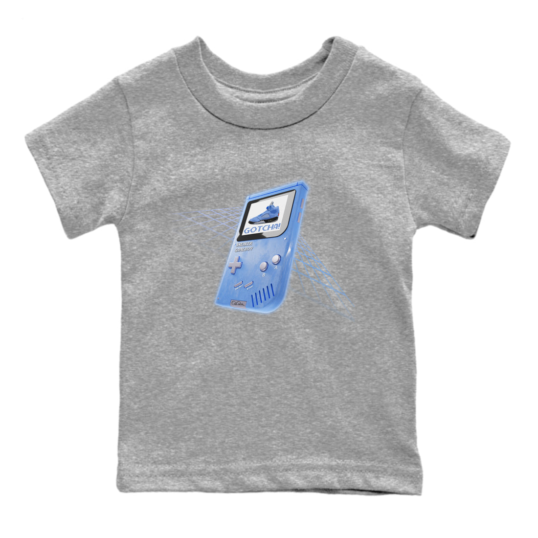 Air Jordan 5 UNC Sneaker Tees Drip Gear Zone Sneaker Game Boy Sneaker Tees AJ5 UNC Shirt Kids Shirts Heather Grey 2