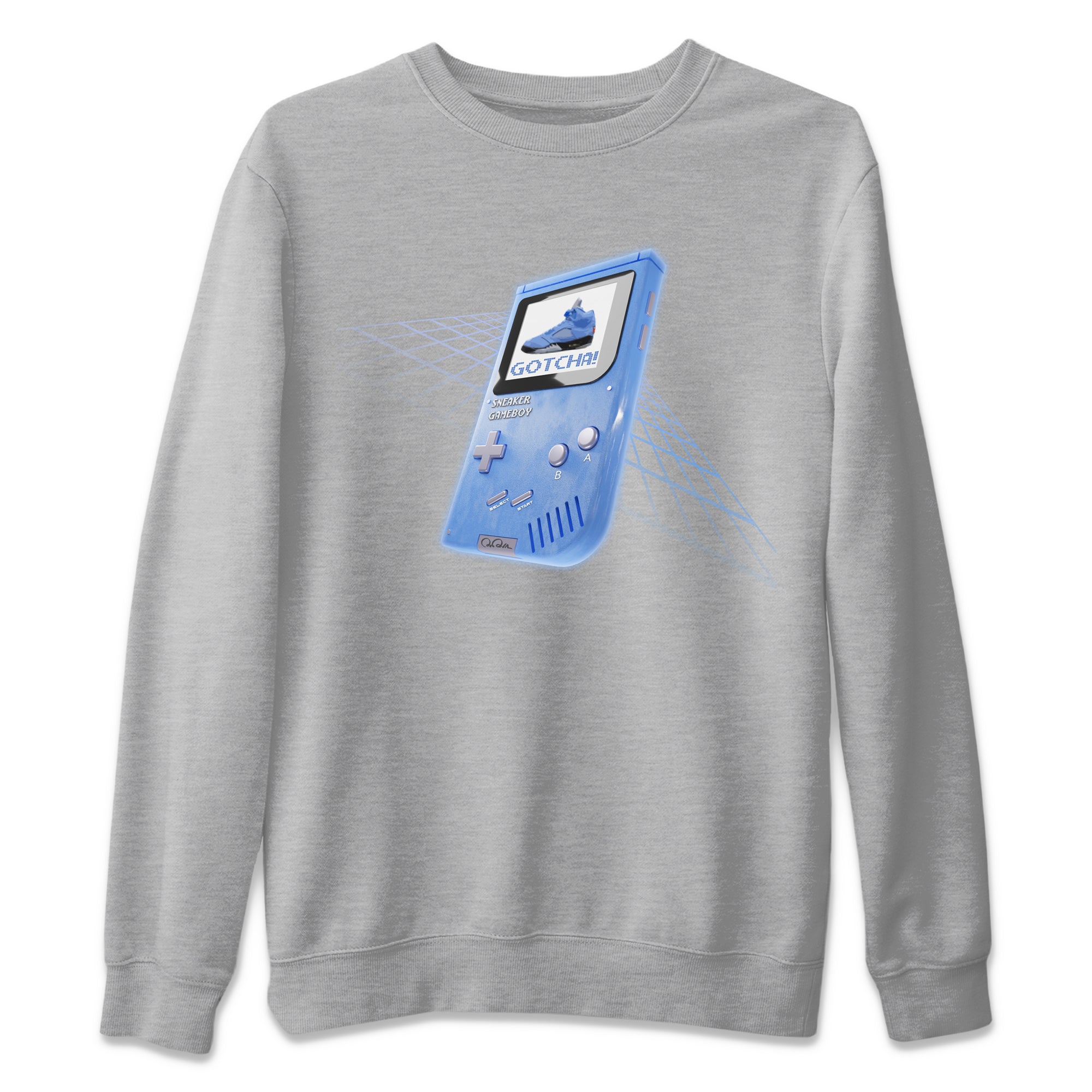 Air Jordan 5 UNC Sneaker Tees Drip Gear Zone Sneaker Game Boy Sneaker Tees AJ5 UNC Shirt Unisex Shirts Heather Grey 2