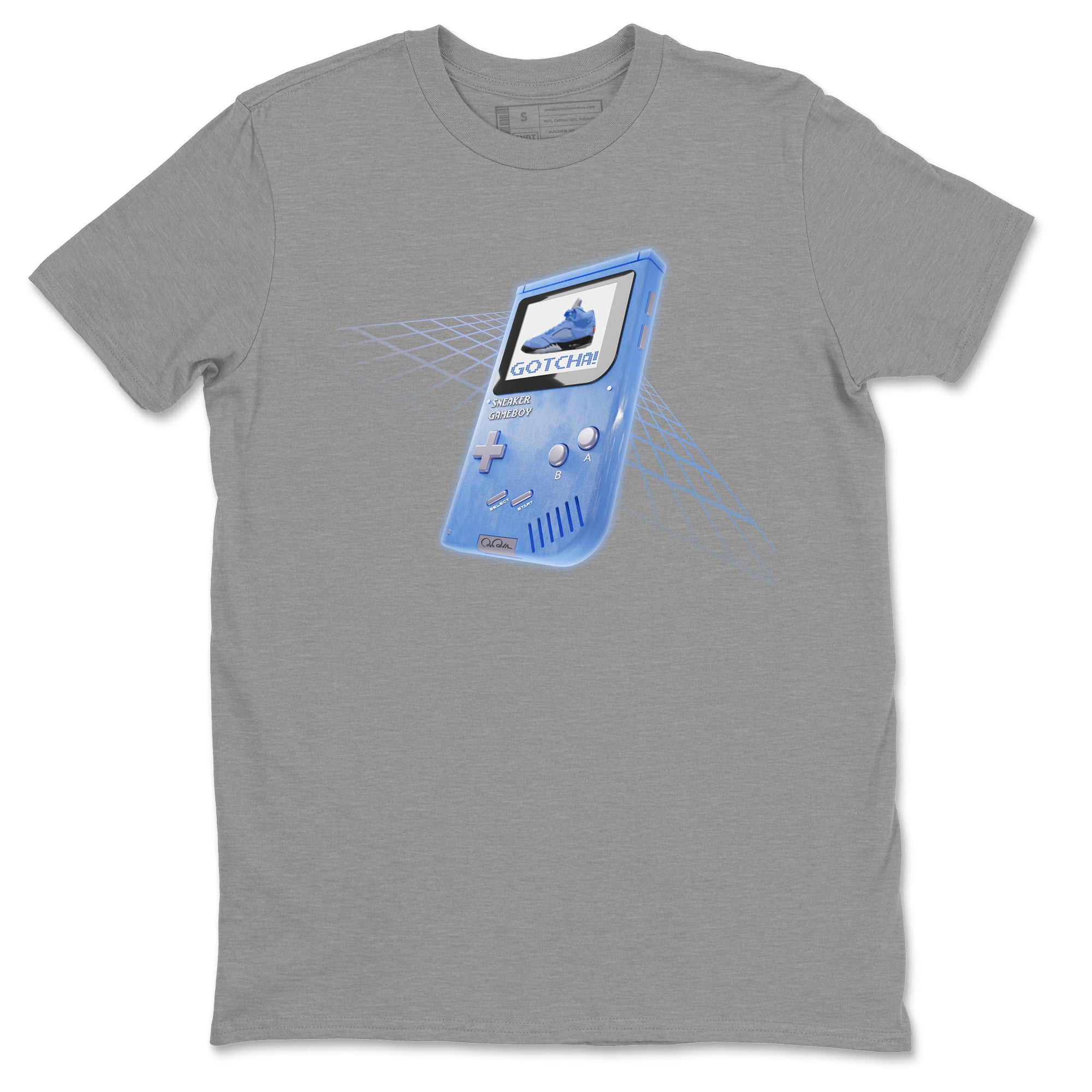 Air Jordan 5 UNC Sneaker Tees Drip Gear Zone Sneaker Game Boy Sneaker Tees AJ5 UNC Shirt Unisex Shirts Heather Grey 2