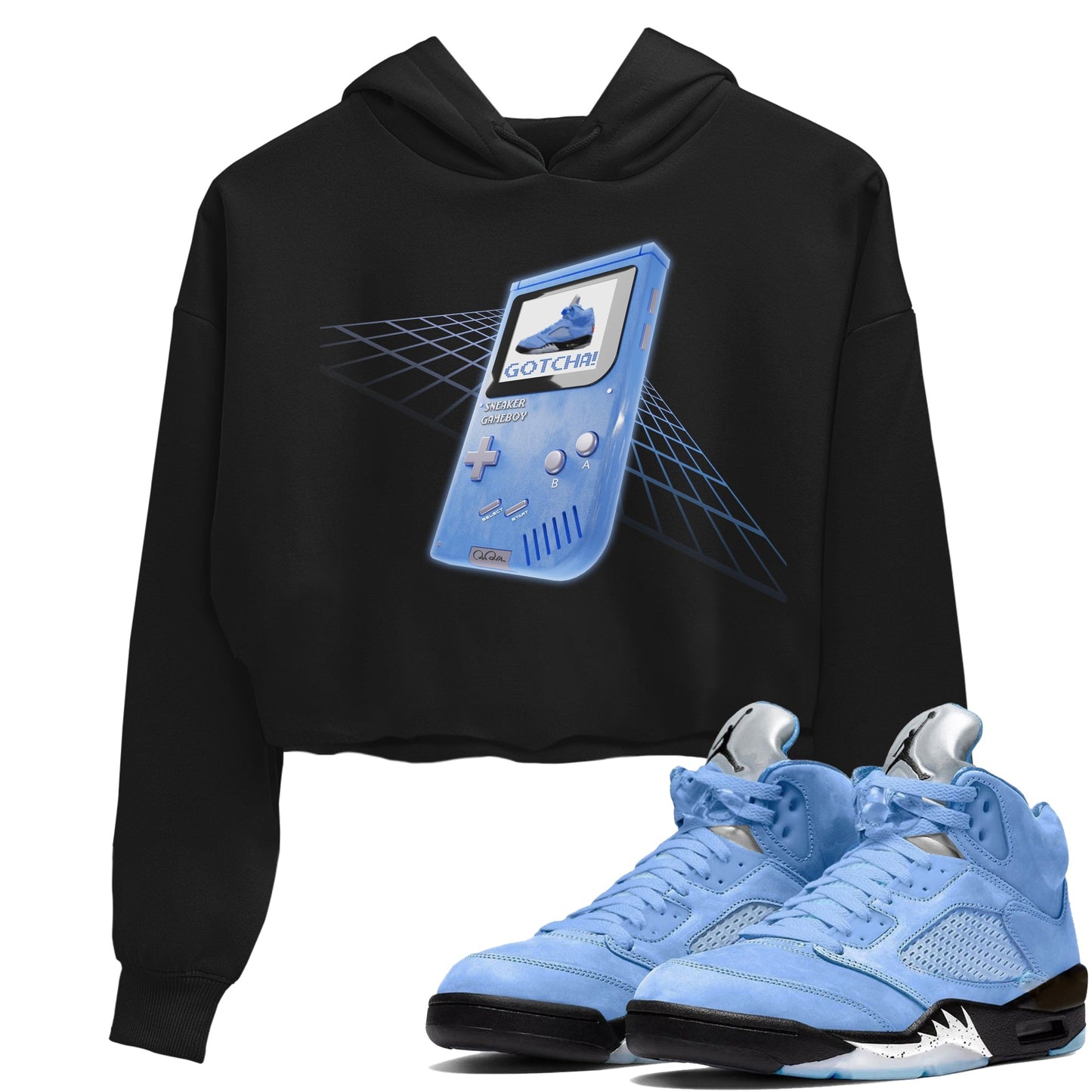 Air Jordan 5 UNC Sneaker Tees Drip Gear Zone Sneaker Game Boy Sneaker Tees AJ5 UNC Shirt Women's Shirts Black 1