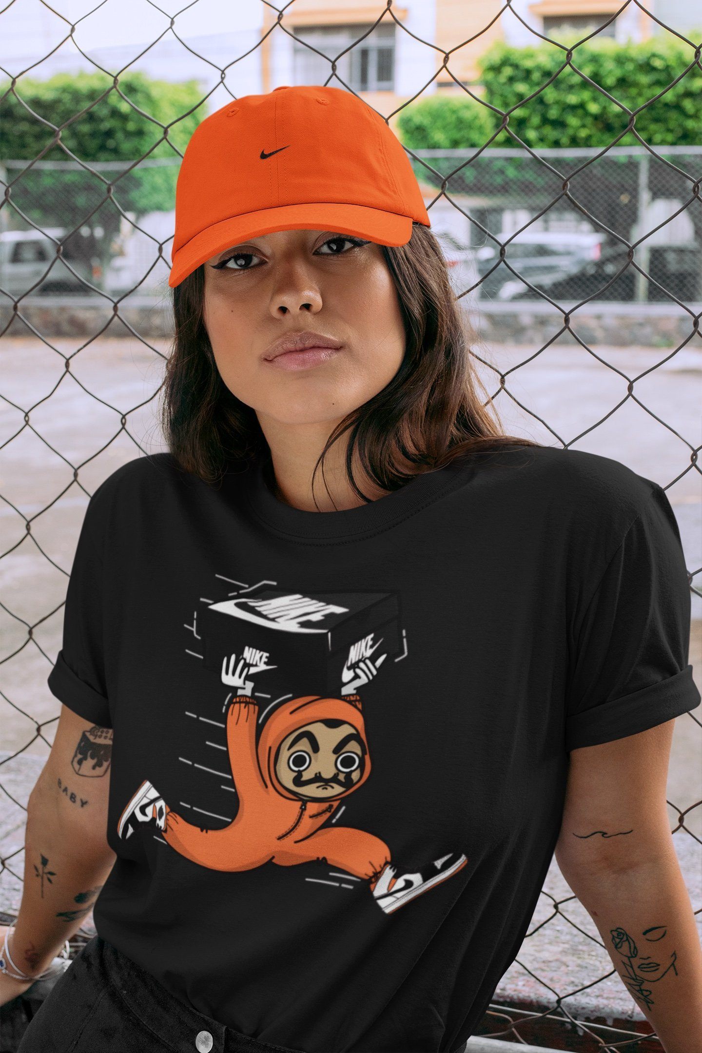 Jordan 1 Electro Orange Sneaker Matching T-Shirt Sneaker Heist Sneaker Tees Jordan 1 Electro Orange Sneaker Release Tees Crew Neck Tees