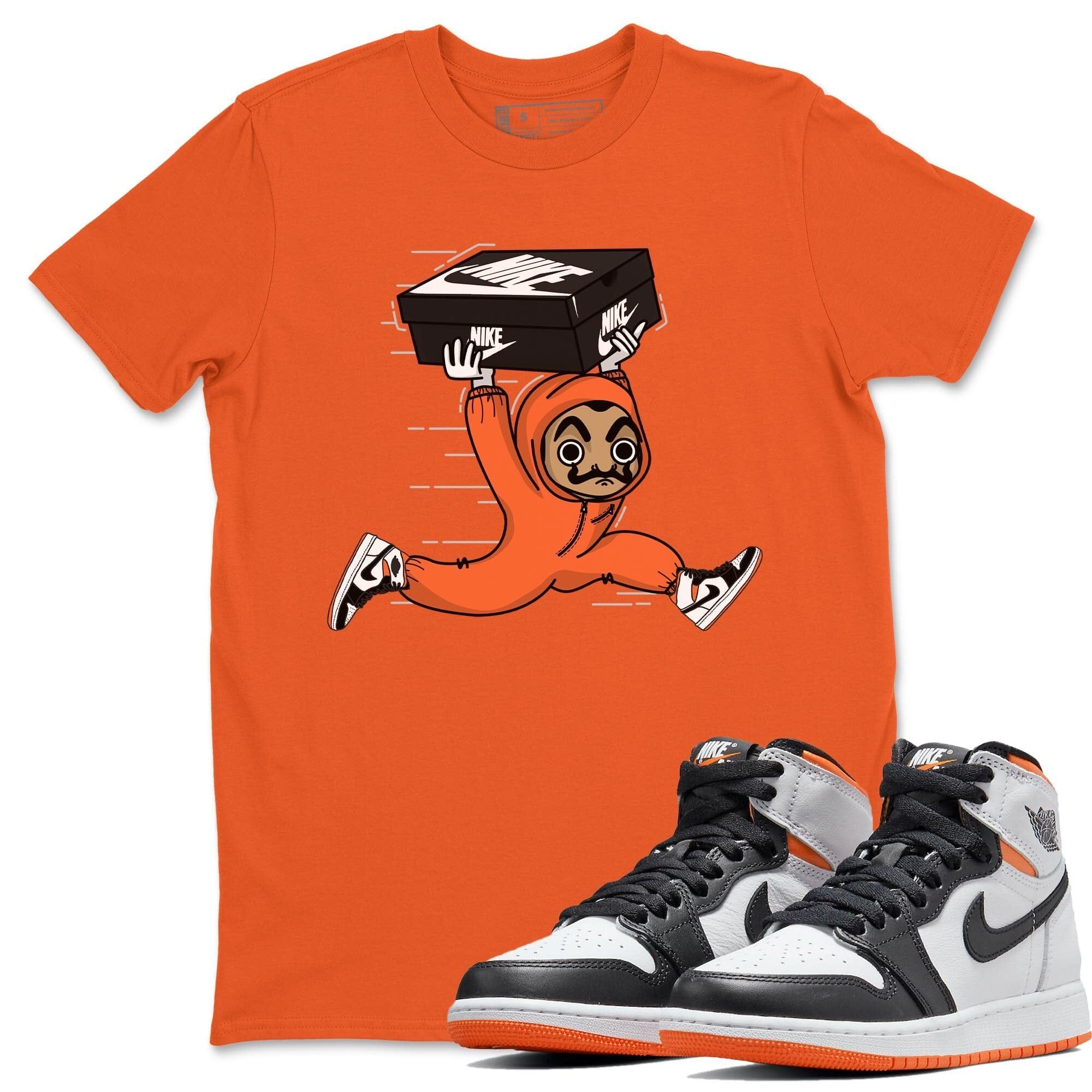 Jordan 1 Electro Orange Sneaker Matching T-Shirt Sneaker Heist Sneaker Tees Jordan 1 Electro Orange Sneaker Release Tees Crew Neck Tees