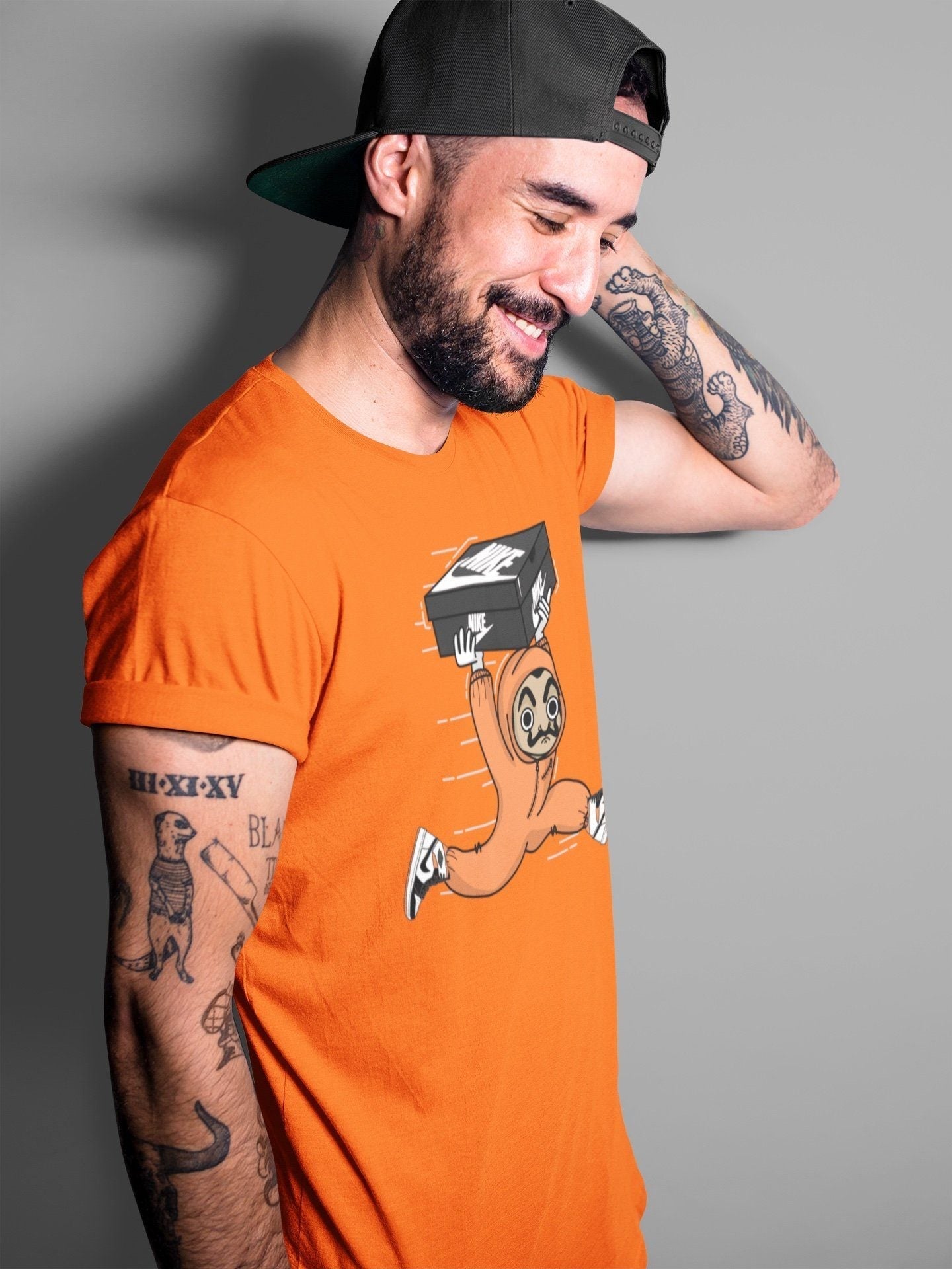 Jordan 1 Electro Orange Sneaker Matching T-Shirt Sneaker Heist Sneaker Tees Jordan 1 Electro Orange Sneaker Release Tees Crew Neck Tees