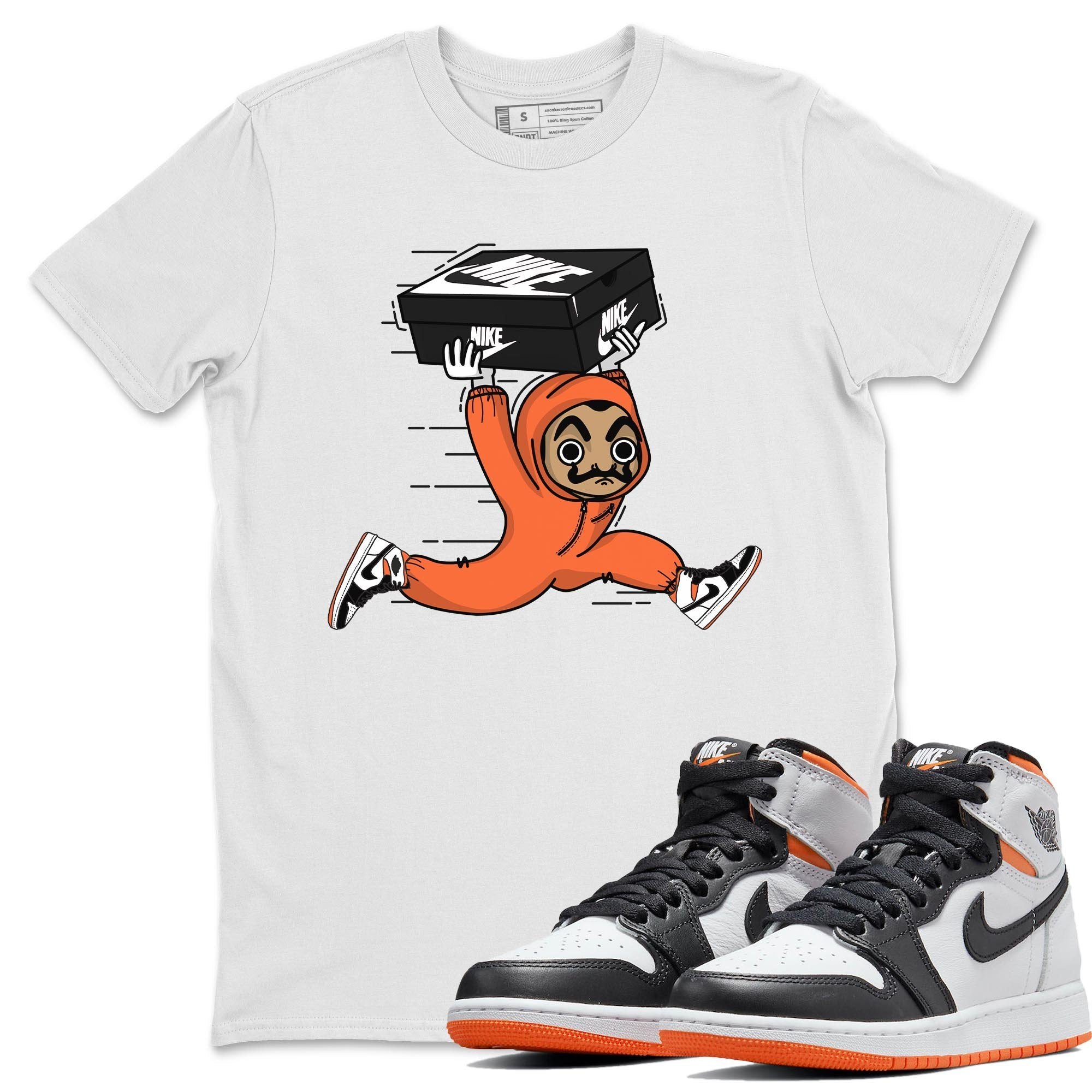 Jordan 1 Electro Orange Sneaker Matching T-Shirt Sneaker Heist Sneaker Tees Jordan 1 Electro Orange Sneaker Release Tees Crew Neck Tees