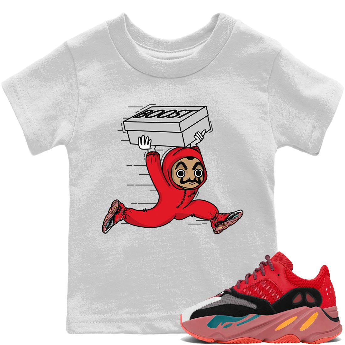 Yeezy 700 Hi-Res Red Shirt To Match Jordans Sneaker Heist Sneaker Tees Yeezy 700 Hi-Res Red Drip Gear Zone Sneaker Matching Clothing Kids Shirts