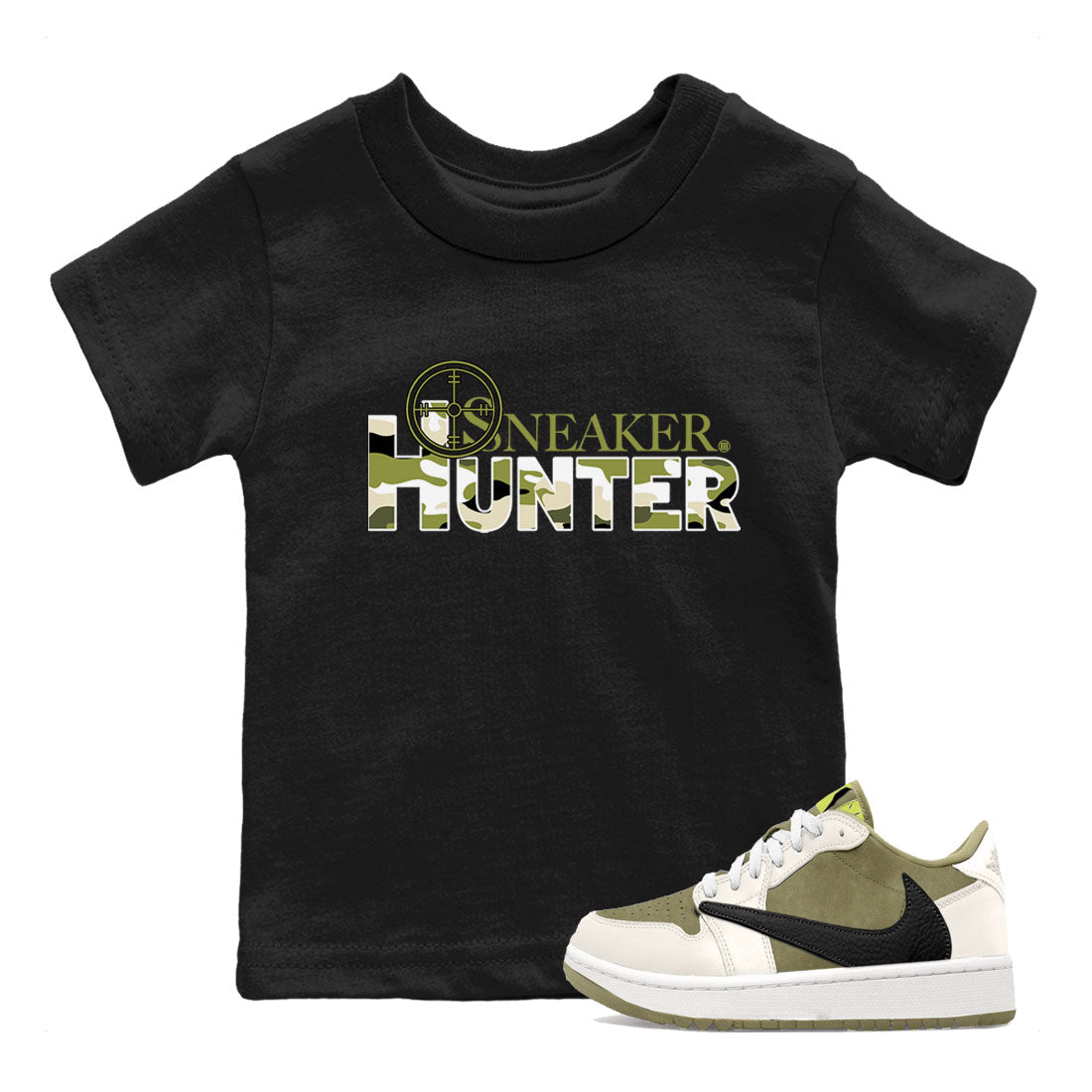 Air Jordan 1 X Travis Scott Golf Olive shirt to match jordans Sneaker Hunter Streetwear Sneaker Shirt Air Jordan 1 Travis Scott Golf Drip Gear Zone Sneaker Matching Clothing Baby Toddler Black 1 T-Shirt