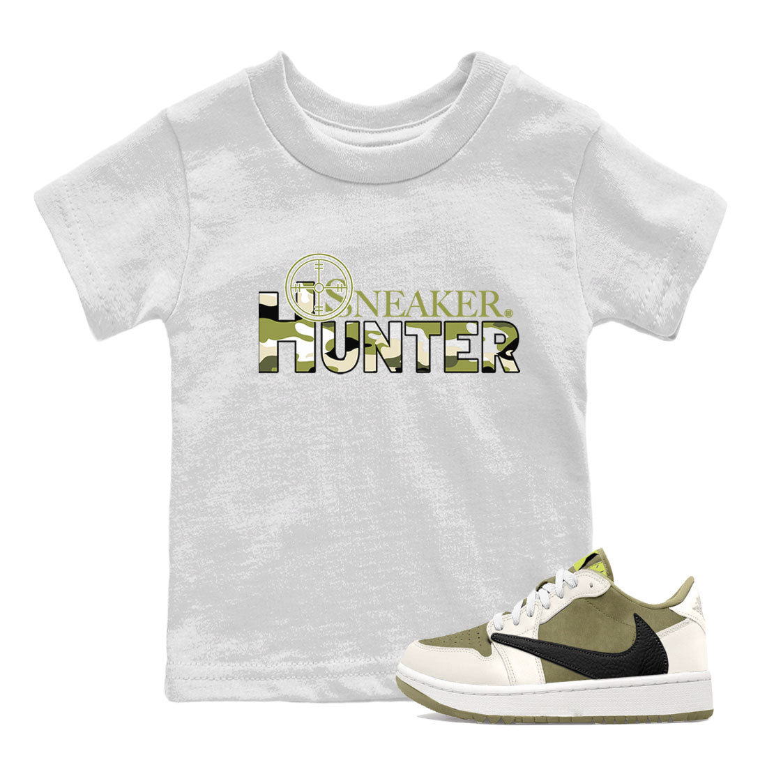Air Jordan 1 X Travis Scott Golf Olive shirt to match jordans Sneaker Hunter Streetwear Sneaker Shirt Air Jordan 1 Travis Scott Golf Drip Gear Zone Sneaker Matching Clothing Baby Toddler White 1 T-Shirt