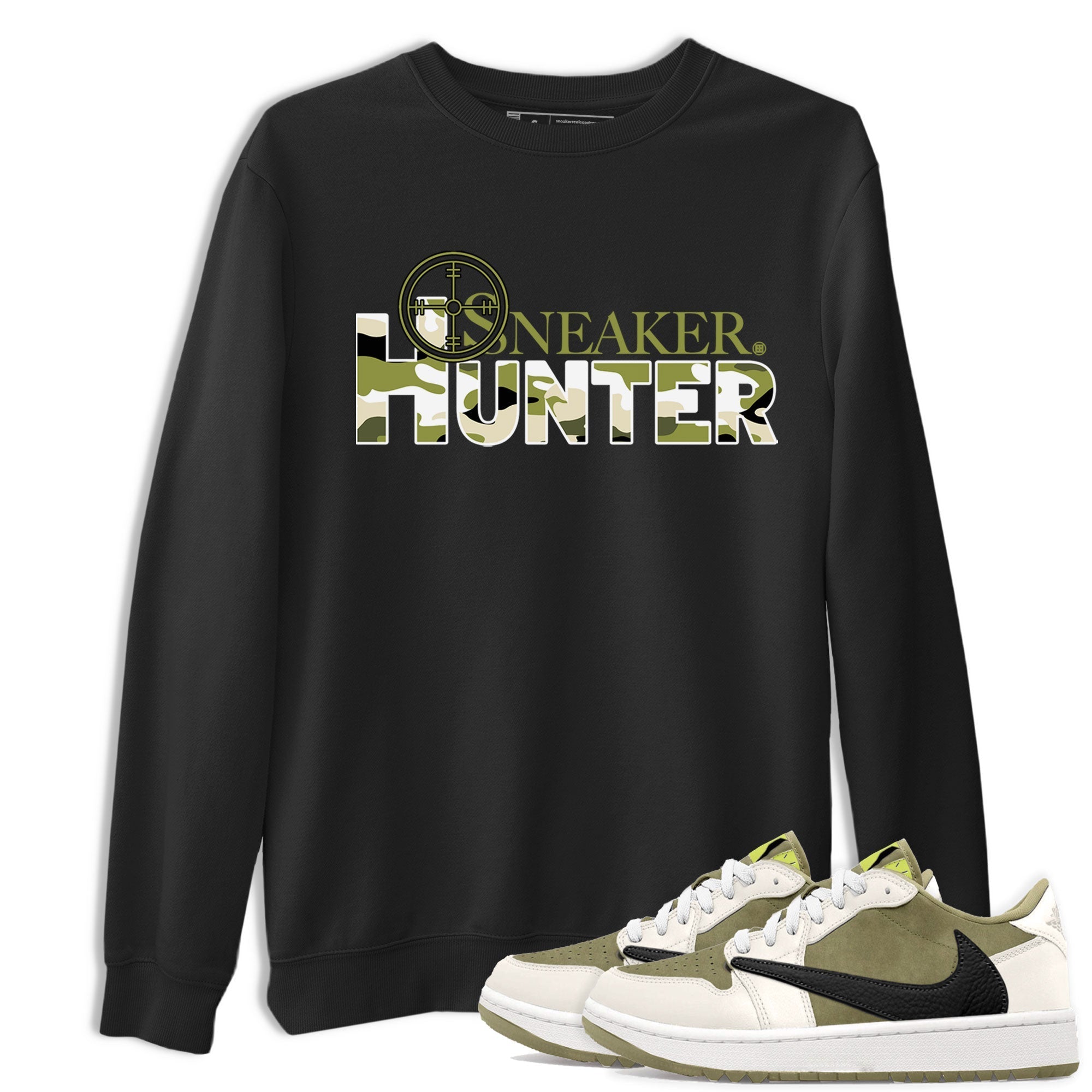 Air Jordan 1 X Travis Scott Golf Olive shirt to match jordans Sneaker Hunter Streetwear Sneaker Shirt Air Jordan 1 Travis Scott Golf Drip Gear Zone Sneaker Matching Clothing Unisex Black 1 T-Shirt