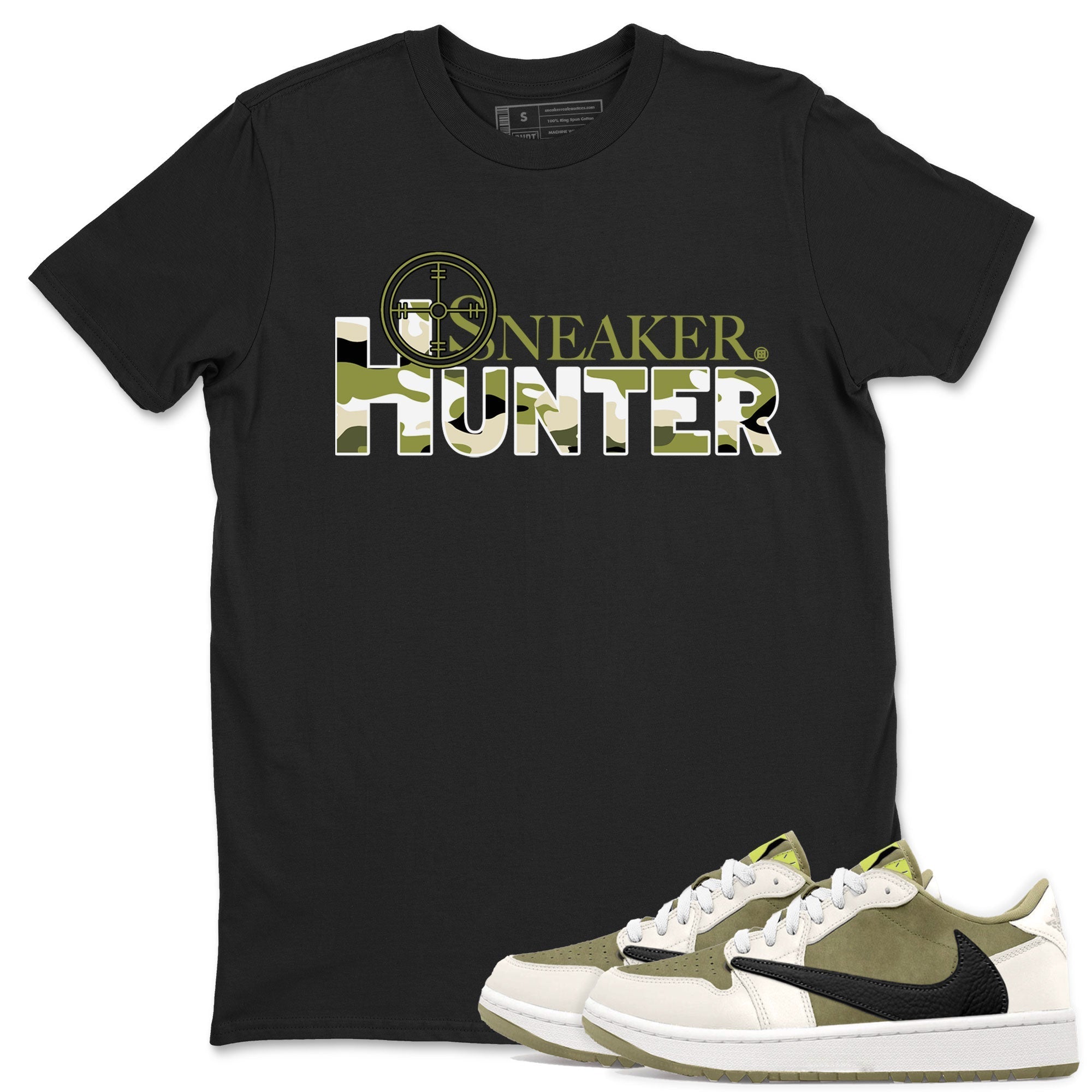 Air Jordan 1 X Travis Scott Golf Olive shirt to match jordans Sneaker Hunter Streetwear Sneaker Shirt Air Jordan 1 Travis Scott Golf Drip Gear Zone Sneaker Matching Clothing Unisex Black 1 T-Shirt