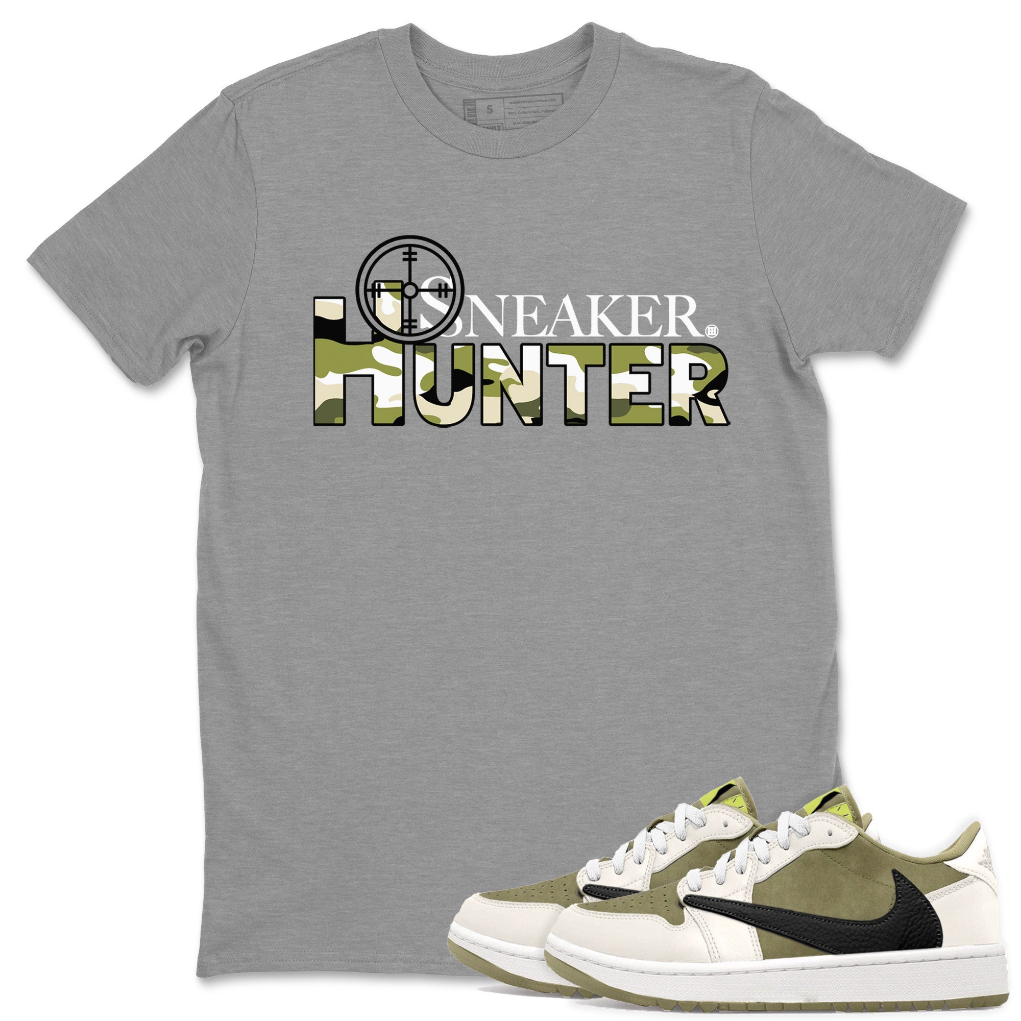 Air Jordan 1 X Travis Scott Golf Olive shirt to match jordans Sneaker Hunter Streetwear Sneaker Shirt Air Jordan 1 Travis Scott Golf Drip Gear Zone Sneaker Matching Clothing Unisex Heather Grey 1 T-Shirt