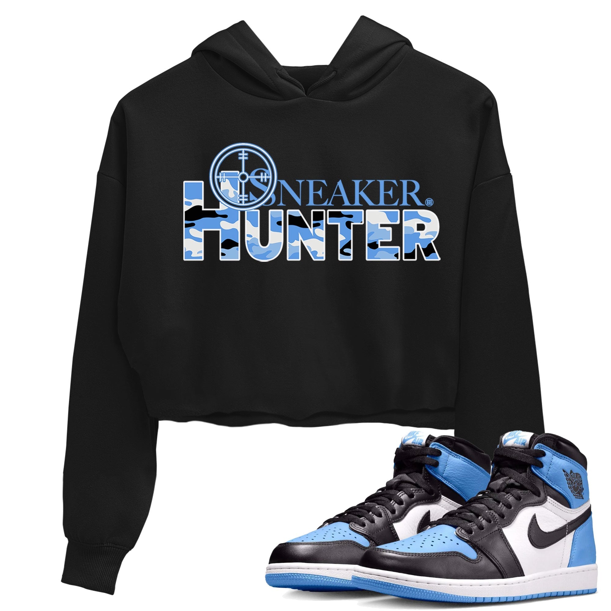 Air Jordan 1 Retro High OG UNC Toe shirt to match jordans Sneaker Hunter Streetwear Sneaker Shirt Air Jordan 1 High OG University Blue Drip Gear Zone Sneaker Matching Clothing Black 1 Crop T-Shirt