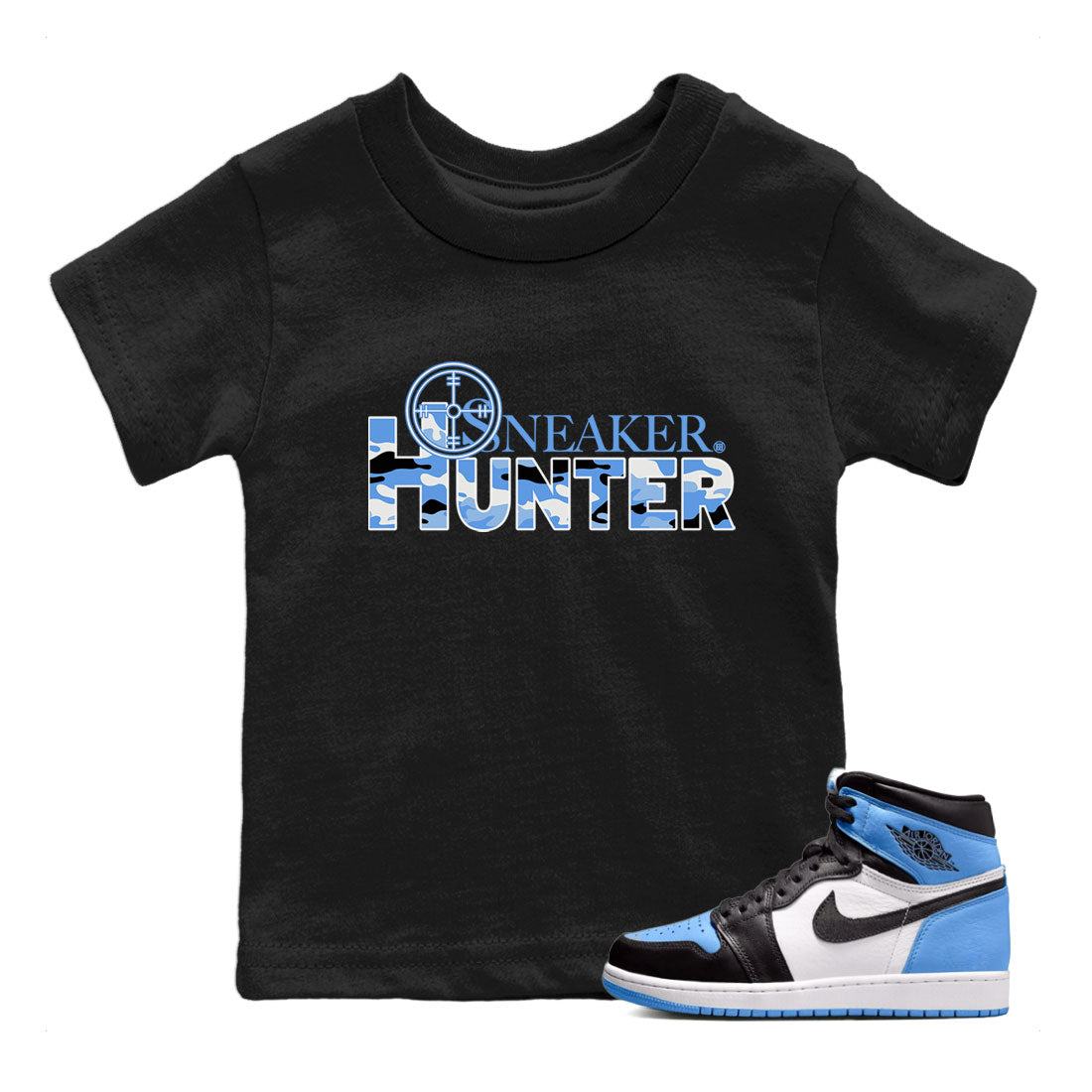 Air Jordan 1 Retro High OG UNC Toe shirt to match jordans Sneaker Hunter Streetwear Sneaker Shirt Air Jordan 1 High OG University Blue Drip Gear Zone Sneaker Matching Clothing Baby Toddler Black 1 T-Shirt