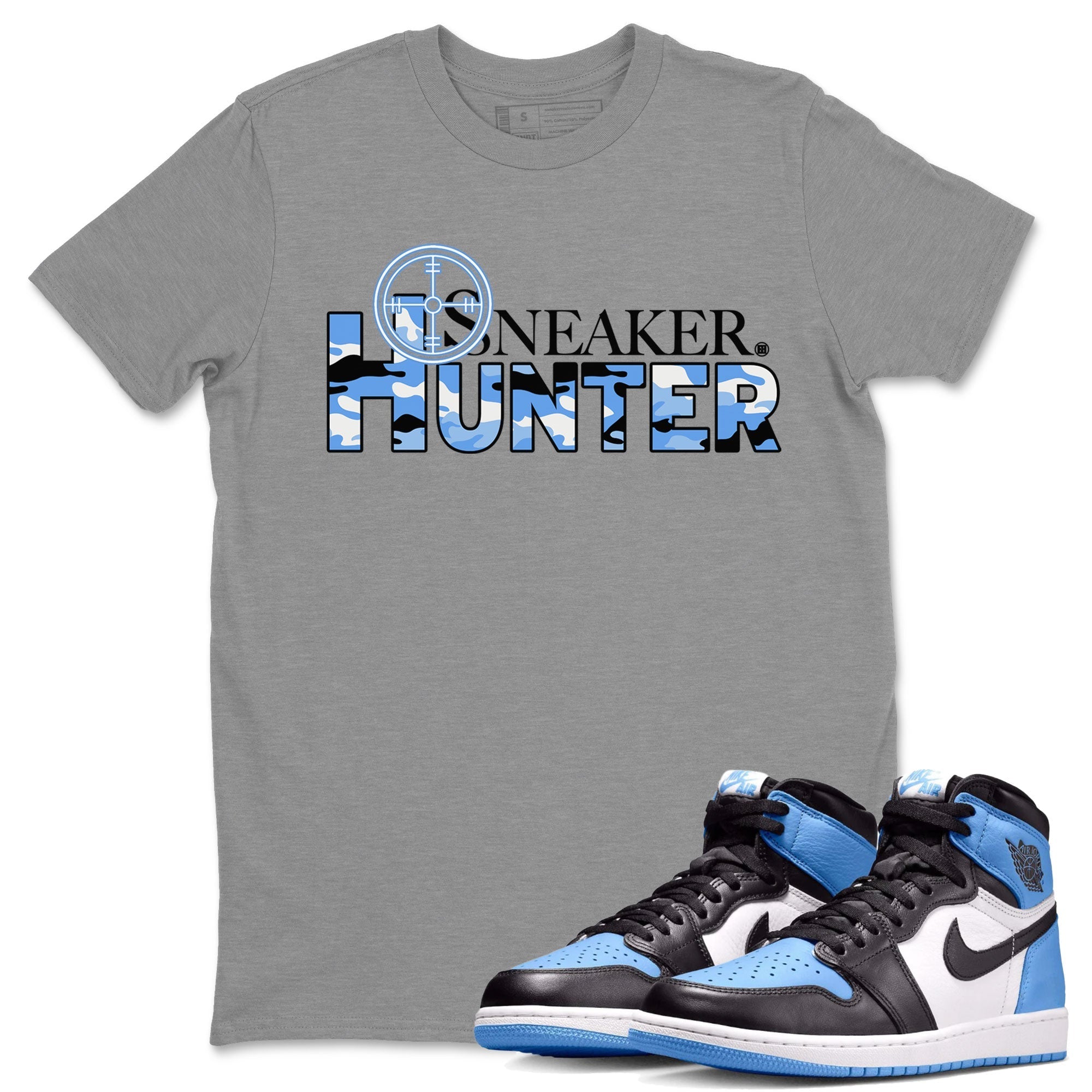 Air Jordan 1 Retro High OG UNC Toe shirt to match jordans Sneaker Hunter Streetwear Sneaker Shirt Air Jordan 1 High OG University Blue Drip Gear Zone Sneaker Matching Clothing Unisex Heather Grey 1 T-Shirt