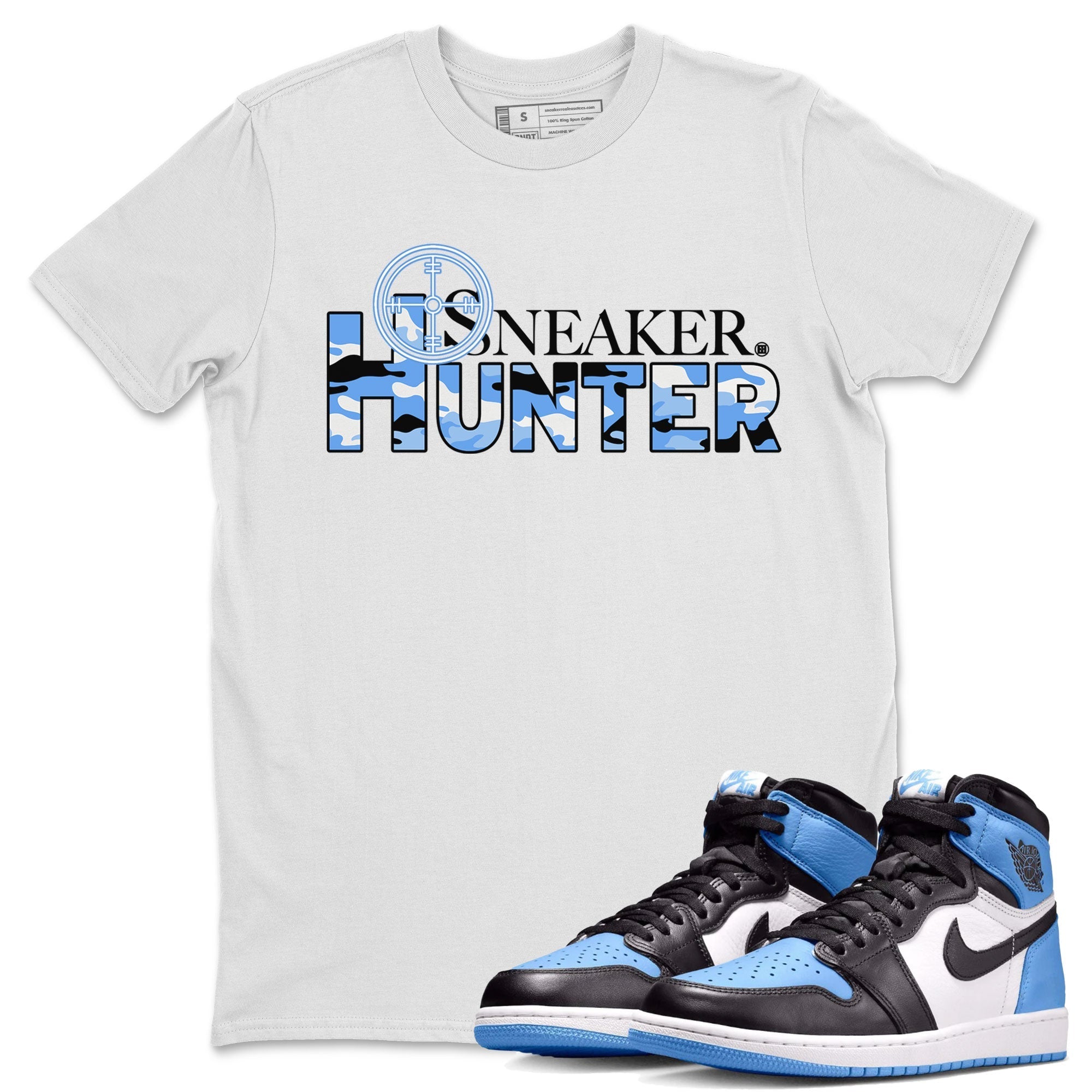 Air Jordan 1 Retro High OG UNC Toe shirt to match jordans Sneaker Hunter Streetwear Sneaker Shirt Air Jordan 1 High OG University Blue Drip Gear Zone Sneaker Matching Clothing Unisex White 1 T-Shirt