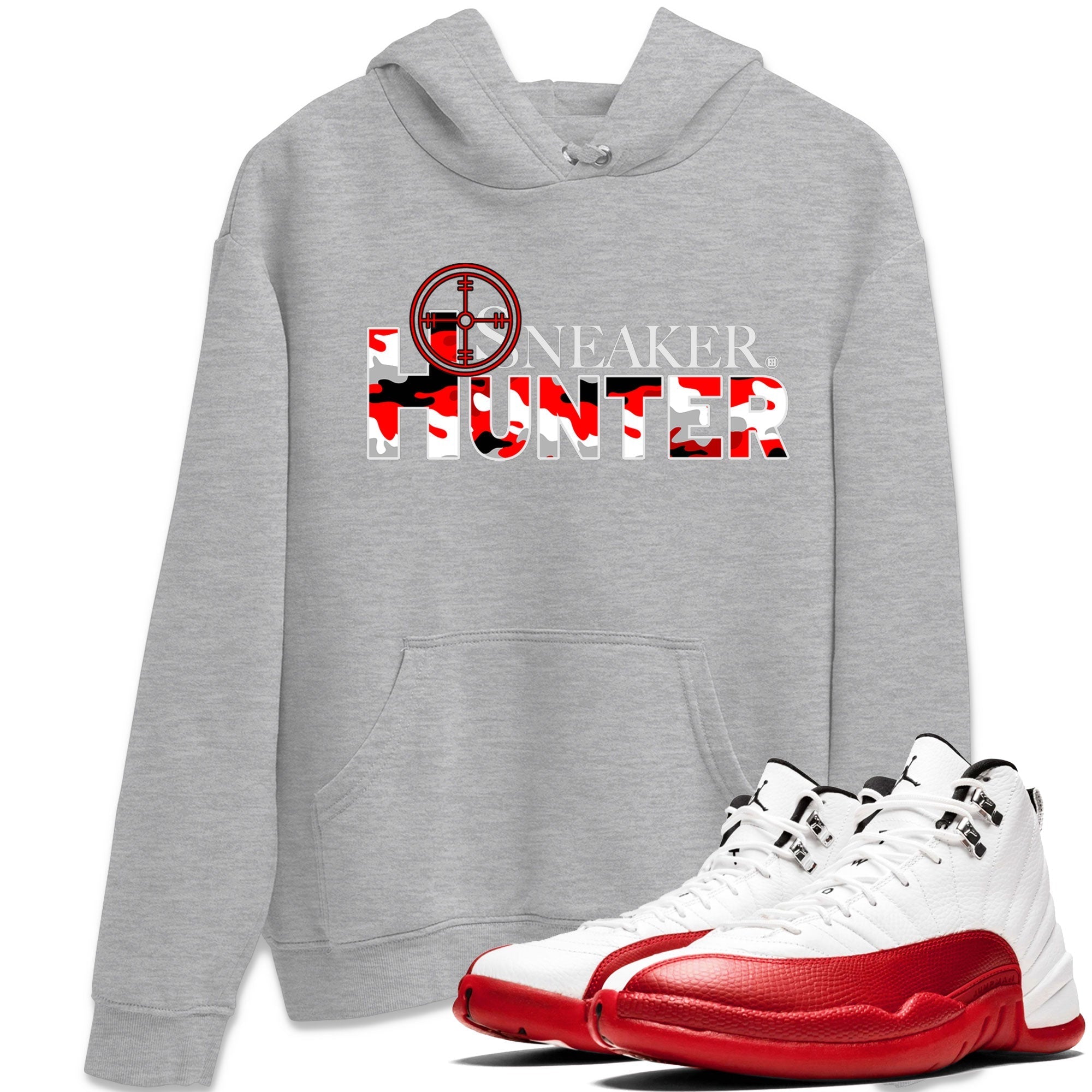 Air Jordan 12 Cherry shirt to match jordans Sneaker Hunter Streetwear Sneaker Shirt Air Jordan 12 Retro Cherry Drip Gear Zone Sneaker Matching Clothing Unisex Heather Grey 1 T-Shirt