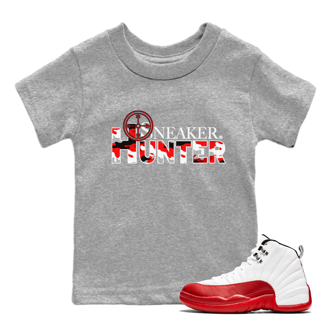Air Jordan 12 Cherry shirt to match jordans Sneaker Hunter Streetwear Sneaker Shirt Air Jordan 12 Retro Cherry Drip Gear Zone Sneaker Matching Clothing Baby Toddler Heather Grey 1 T-Shirt