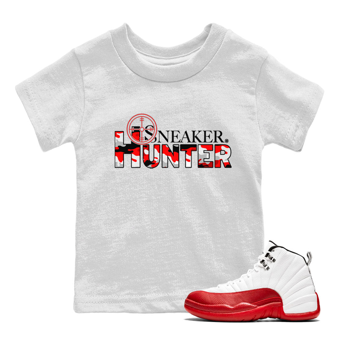 Air Jordan 12 Cherry shirt to match jordans Sneaker Hunter Streetwear Sneaker Shirt Air Jordan 12 Retro Cherry Drip Gear Zone Sneaker Matching Clothing Baby Toddler White 1 T-Shirt