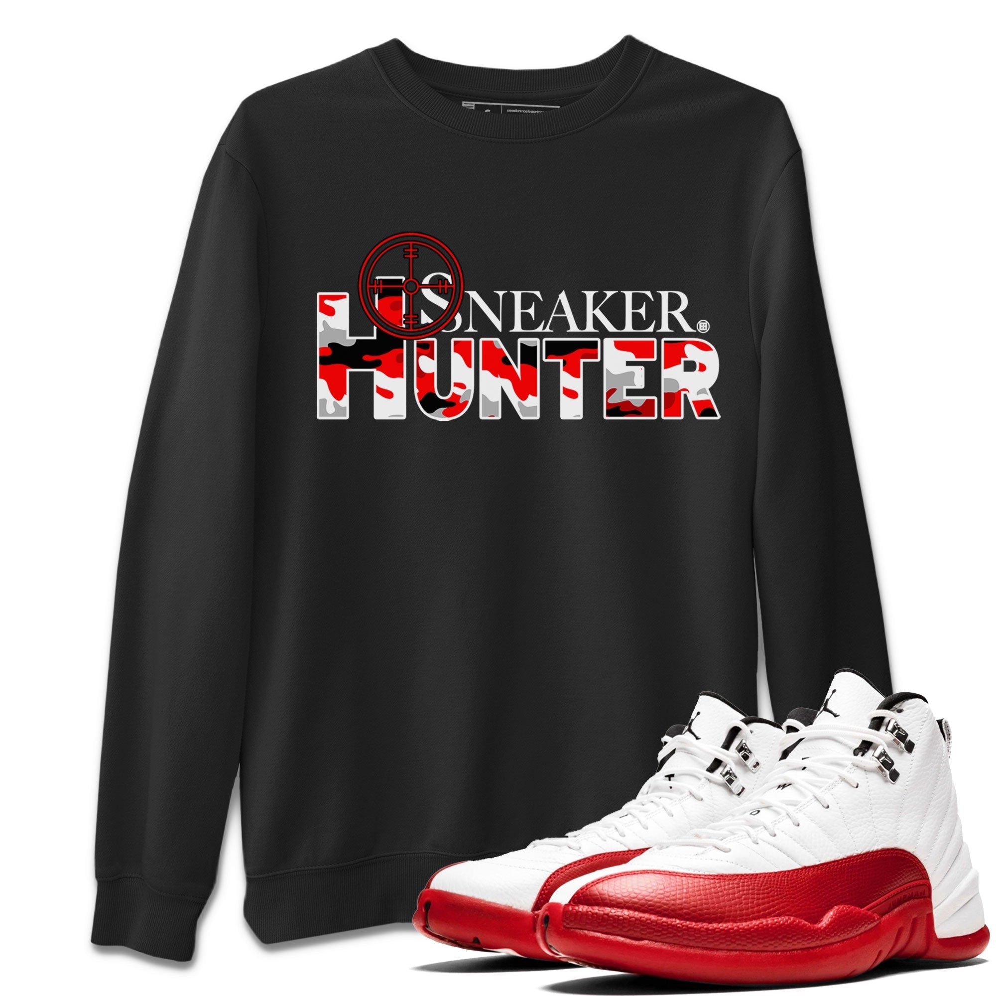 Air Jordan 12 Cherry shirt to match jordans Sneaker Hunter Streetwear Sneaker Shirt Air Jordan 12 Retro Cherry Drip Gear Zone Sneaker Matching Clothing Unisex Black 1 T-Shirt