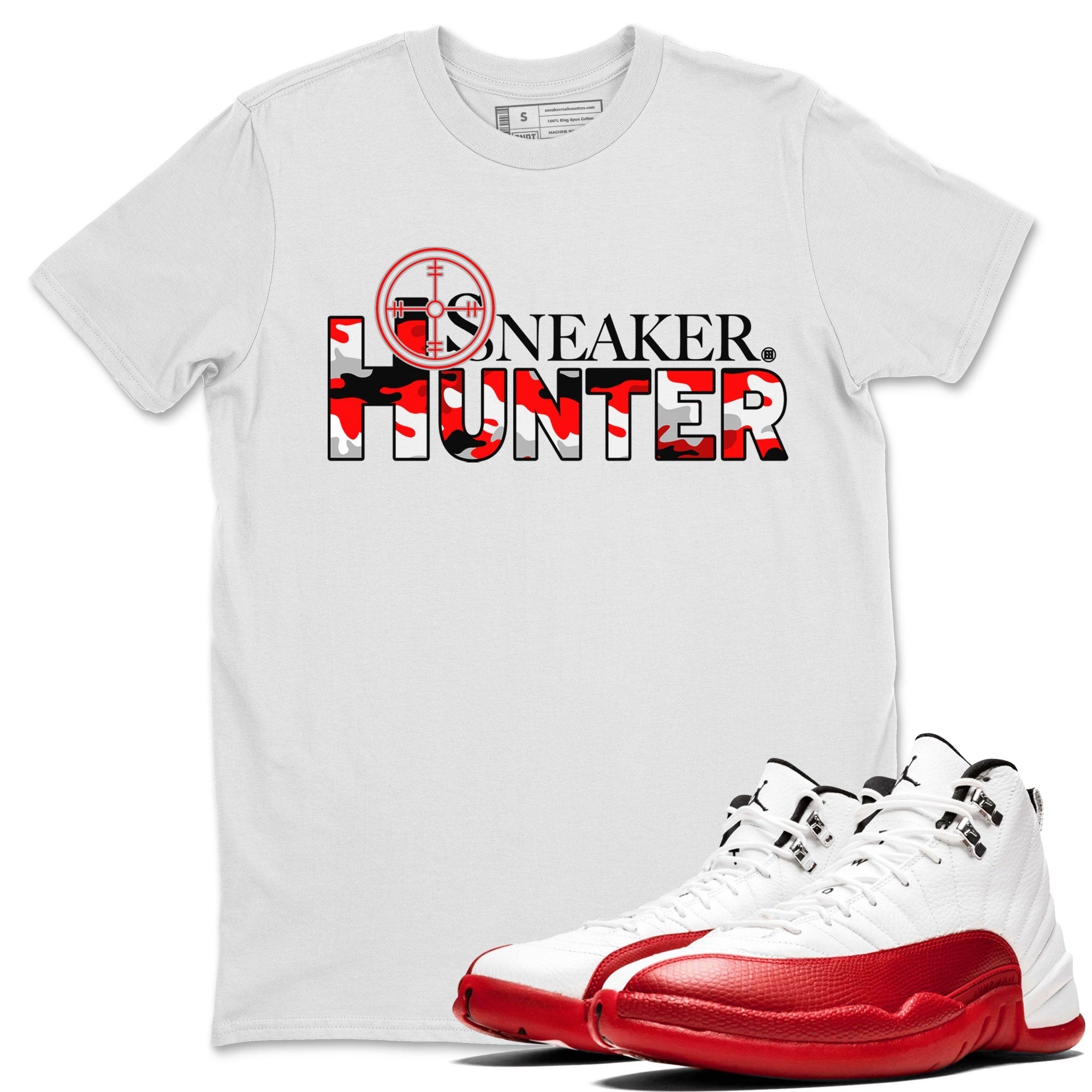 Air Jordan 12 Cherry shirt to match jordans Sneaker Hunter Streetwear Sneaker Shirt Air Jordan 12 Retro Cherry Drip Gear Zone Sneaker Matching Clothing Unisex White 1 T-Shirt