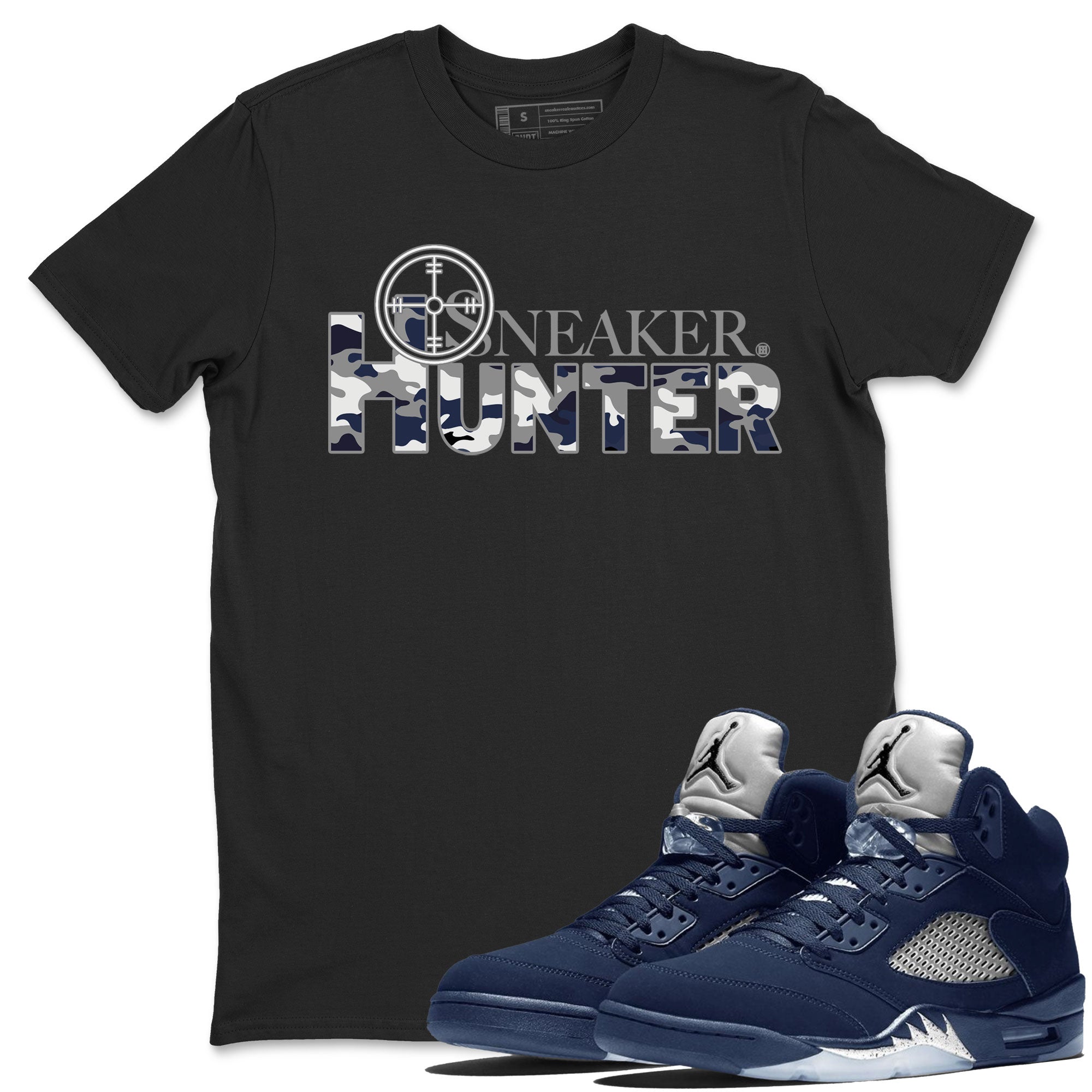 Air Jordan 5 Retro Georgetown shirt to match jordans Sneaker Hunter Streetwear Sneaker Shirt Air Jordan 5 Georgetown Drip Gear Zone Sneaker Matching Clothing Unisex Black 1 T-Shirt