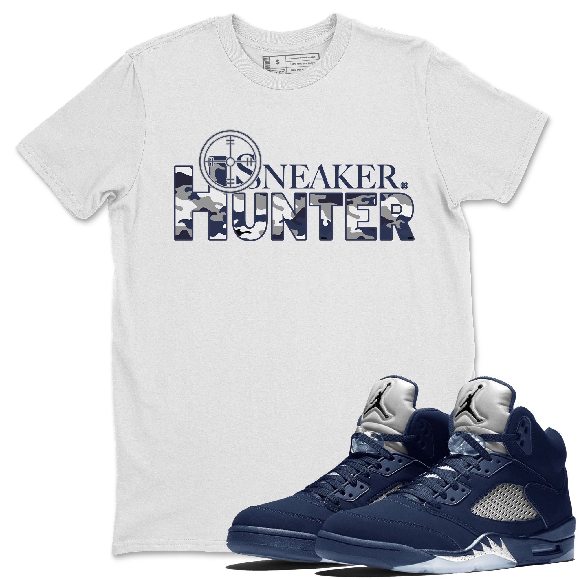 Air Jordan 5 Retro Georgetown shirt to match jordans Sneaker Hunter Streetwear Sneaker Shirt Air Jordan 5 Georgetown Drip Gear Zone Sneaker Matching Clothing Unisex White 1 T-Shirt