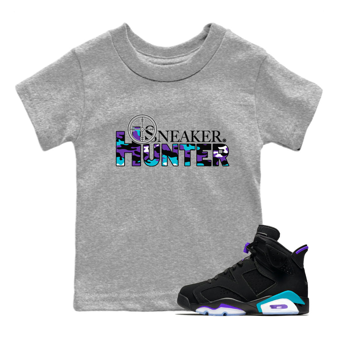 6s Aqua shirt to match jordans Sneaker Hunter Streetwear Sneaker Shirt Air Jordan 6 Aqua Drip Gear Zone Sneaker Matching Clothing Baby Toddler Heather Grey 1 T-Shirt