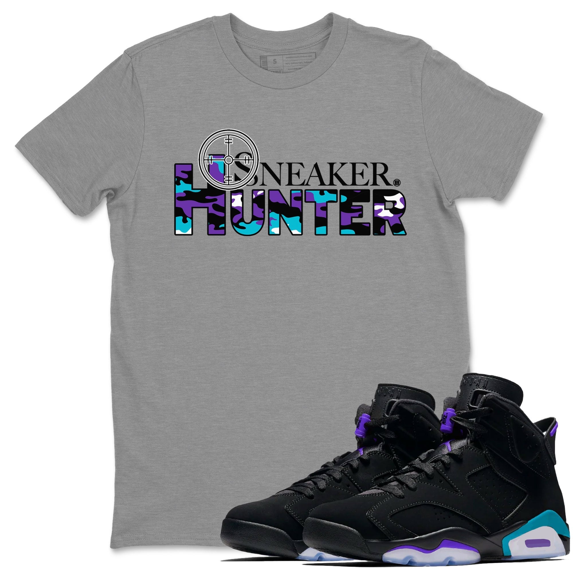 6s Aqua shirt to match jordans Sneaker Hunter Streetwear Sneaker Shirt Air Jordan 6 Aqua Drip Gear Zone Sneaker Matching Clothing Unisex Heather Grey 1 T-Shirt