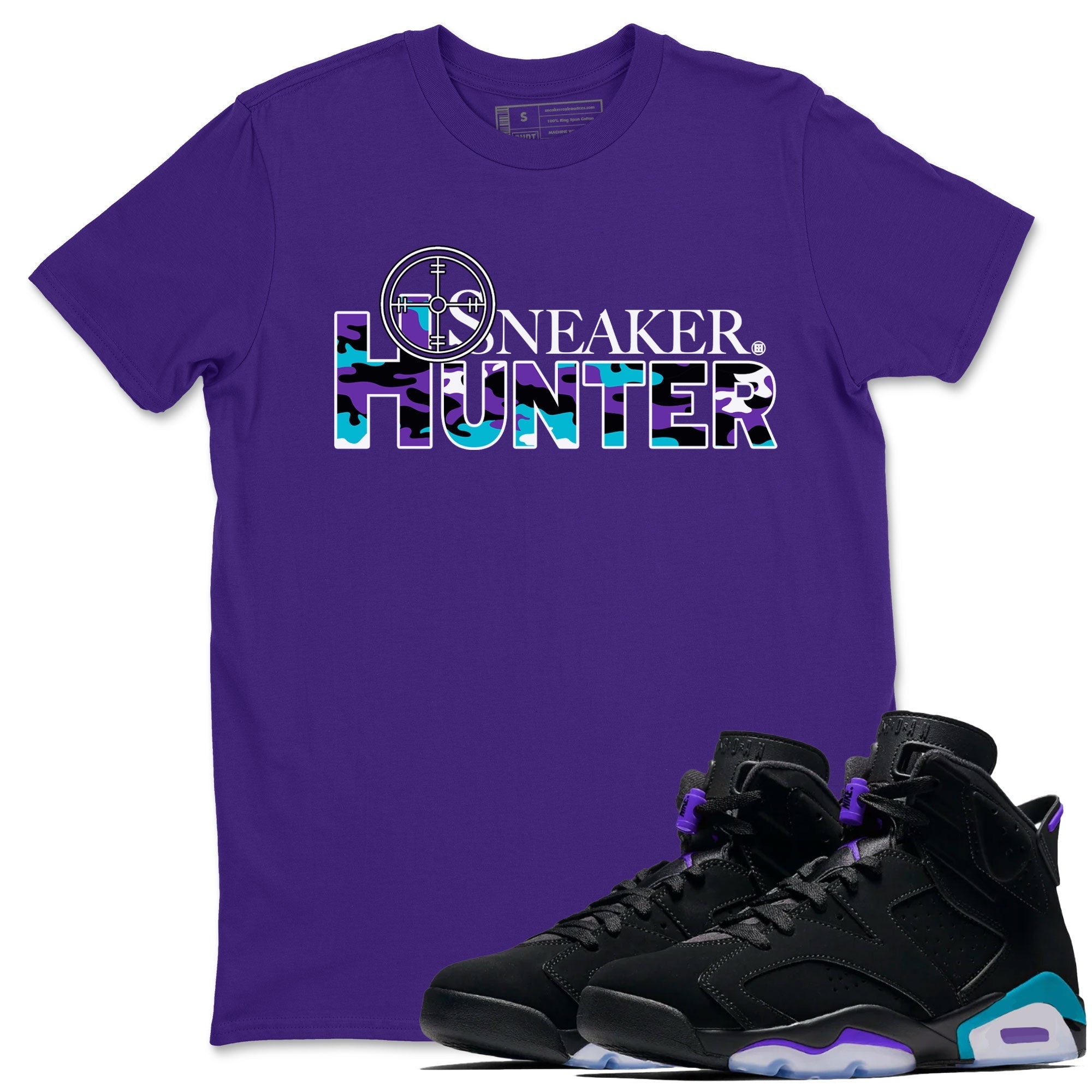 6s Aqua shirt to match jordans Sneaker Hunter Streetwear Sneaker Shirt Air Jordan 6 Aqua Drip Gear Zone Sneaker Matching Clothing Unisex Purple 1 T-Shirt