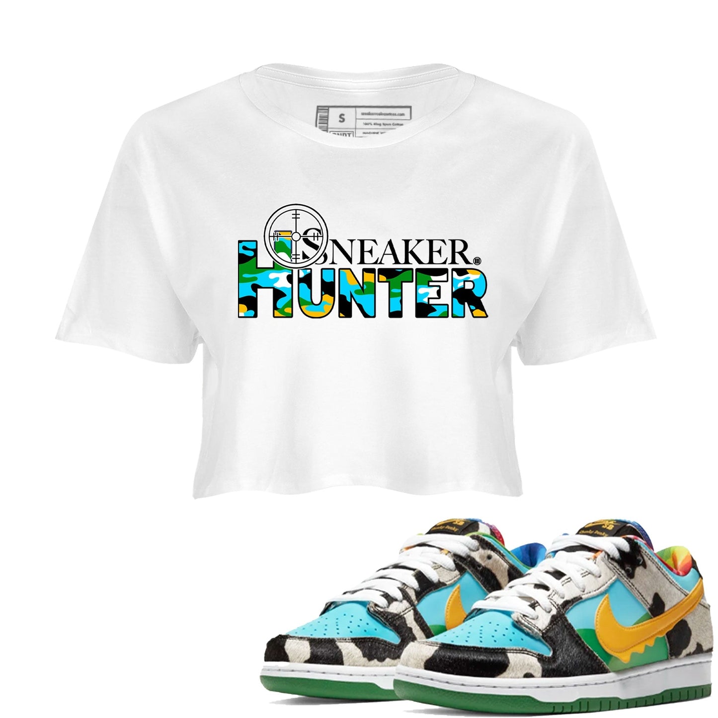 Dunk Chunky Dunky shirt to match jordans Sneaker Hunter Streetwear Sneaker Shirt Dunk Low Ben & Jerry's Chunky Dunky Drip Gear Zone Sneaker Matching Clothing White 1 Crop T-Shirt