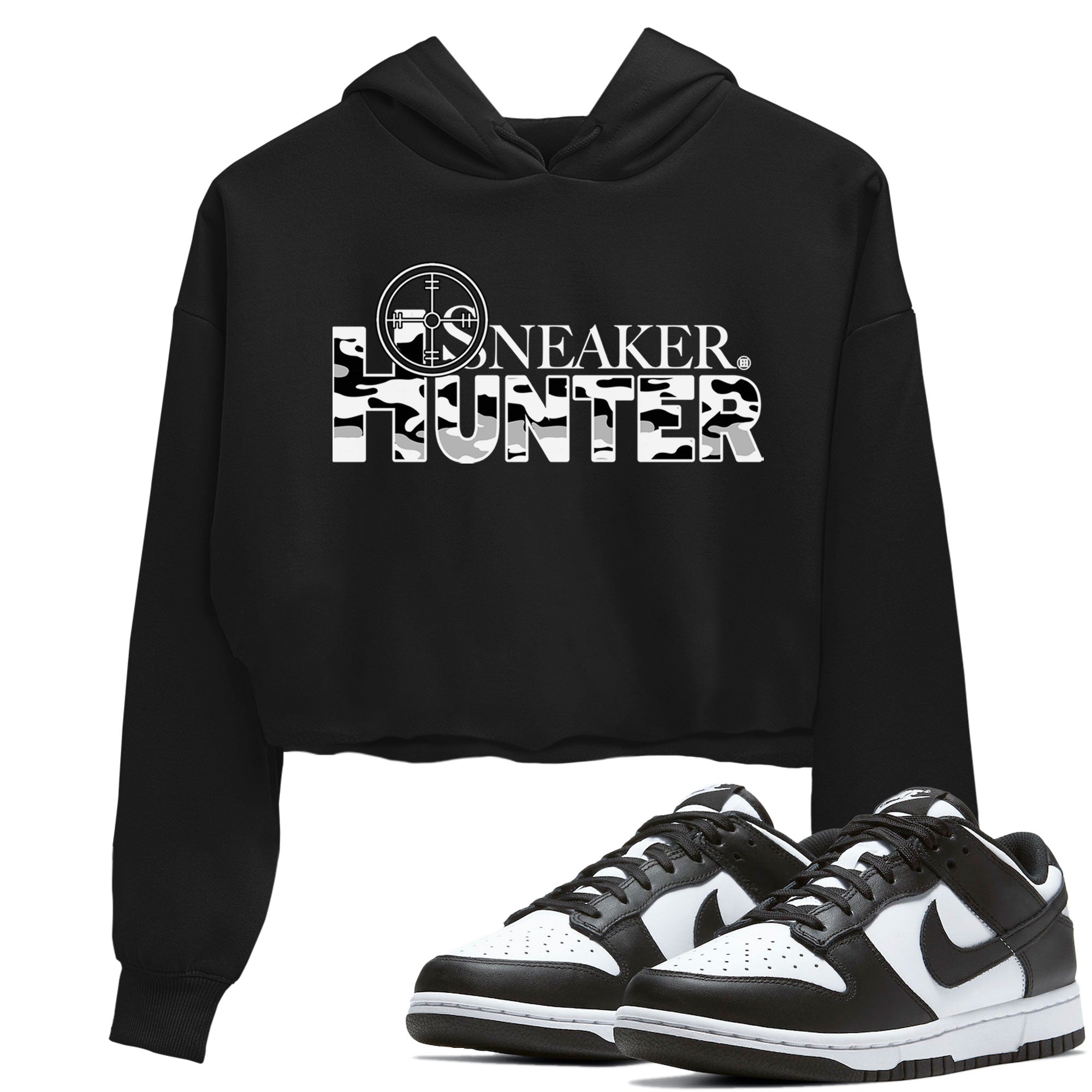 Dunk Panda shirt to match jordans Sneaker Hunter Streetwear Sneaker Shirt Dunk Panda Drip Gear Zone Sneaker Matching Clothing Black 1 Crop T-Shirt