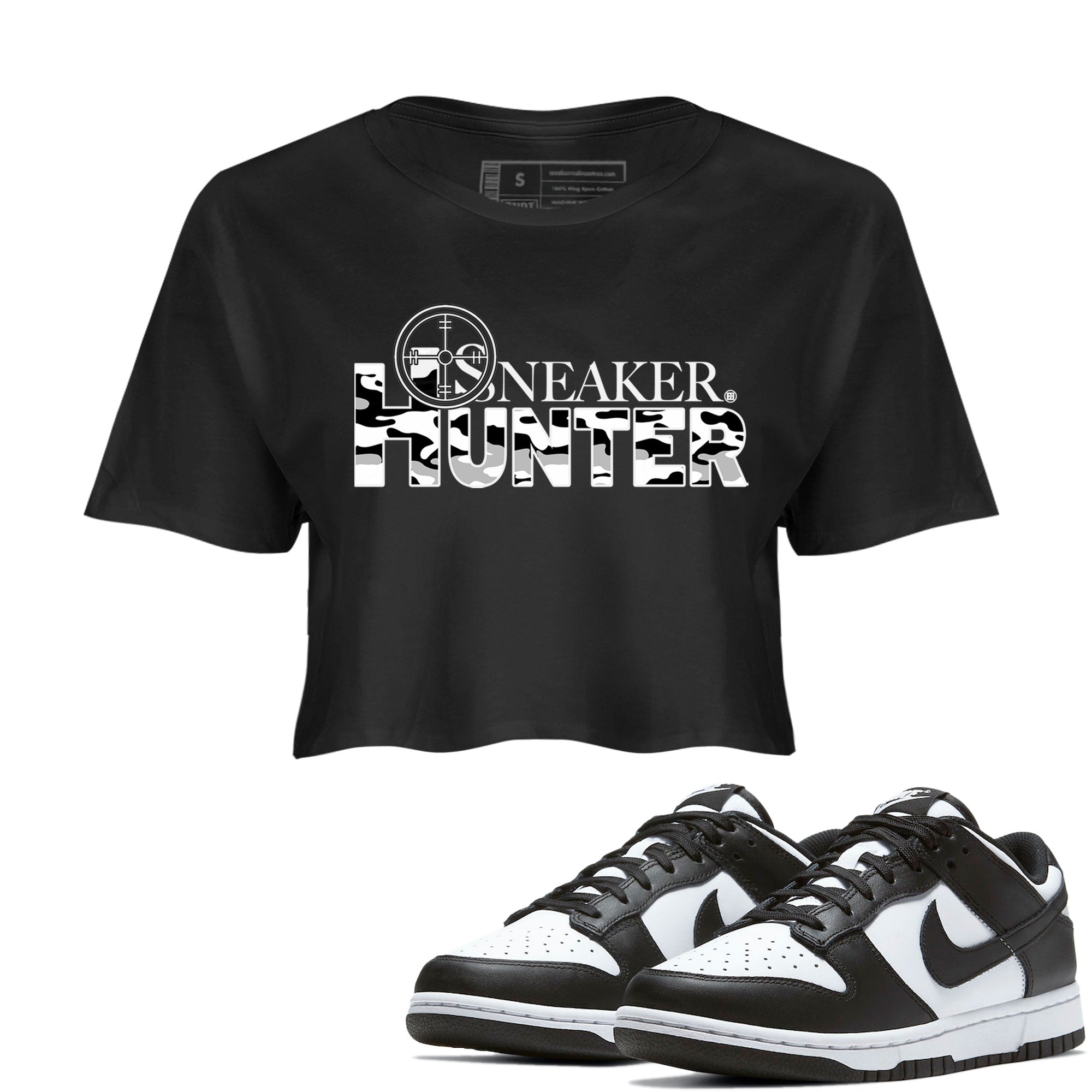 Dunk Panda shirt to match jordans Sneaker Hunter Streetwear Sneaker Shirt Dunk Panda Drip Gear Zone Sneaker Matching Clothing Black 1 Crop T-Shirt