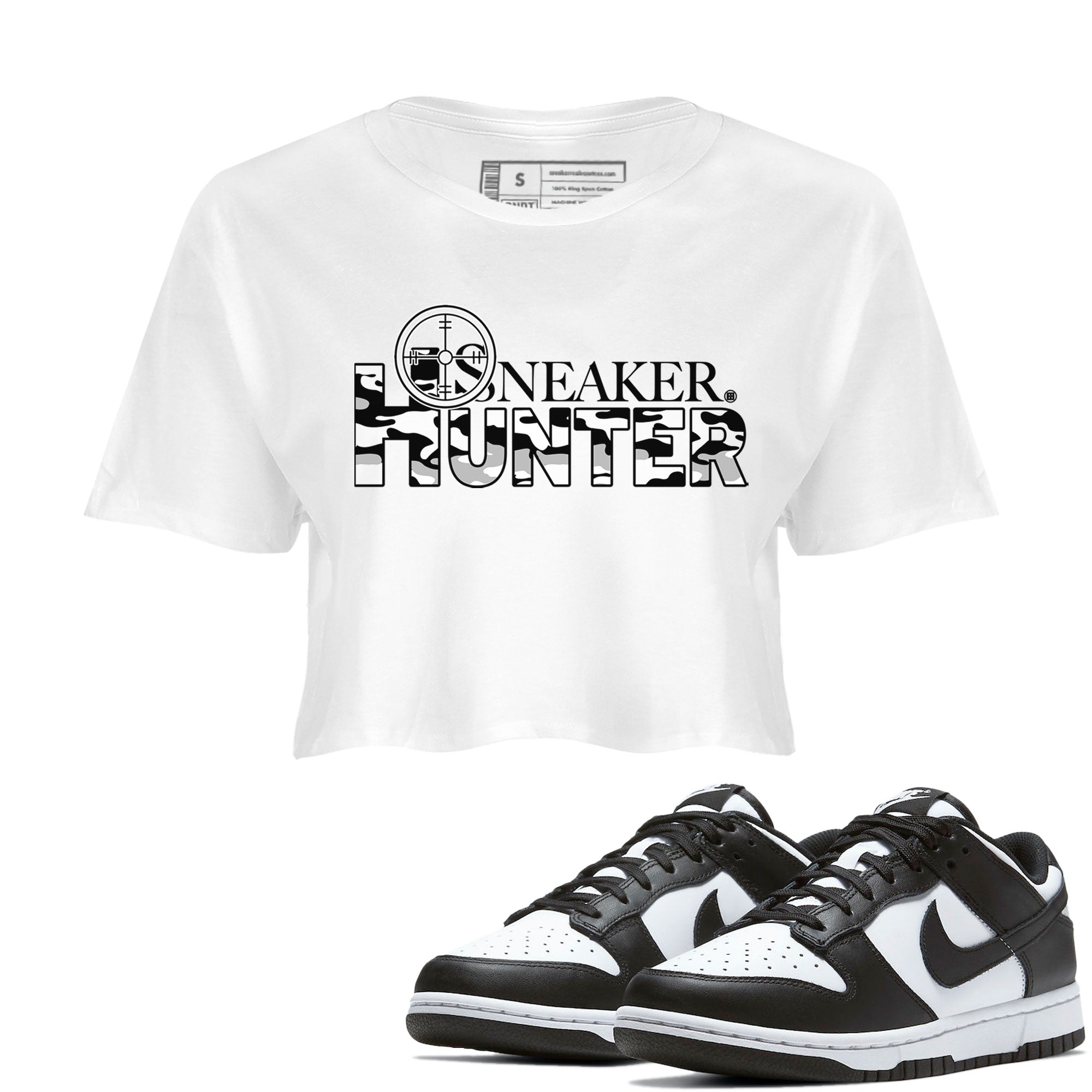 Dunk Panda shirt to match jordans Sneaker Hunter Streetwear Sneaker Shirt Dunk Panda Drip Gear Zone Sneaker Matching Clothing White 1 Crop T-Shirt