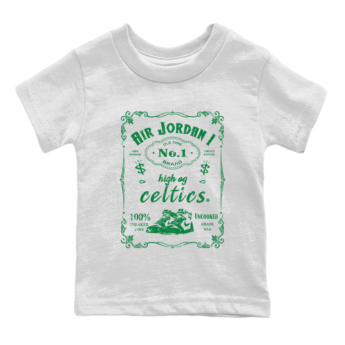 Air Jordan 1 Celtics Sneaker Match Tees Sneaker Label Streetwear Sneaker Shirt Air Jordan 1 Retro Celtics Sneaker Release Tees Kids Shirts White 2