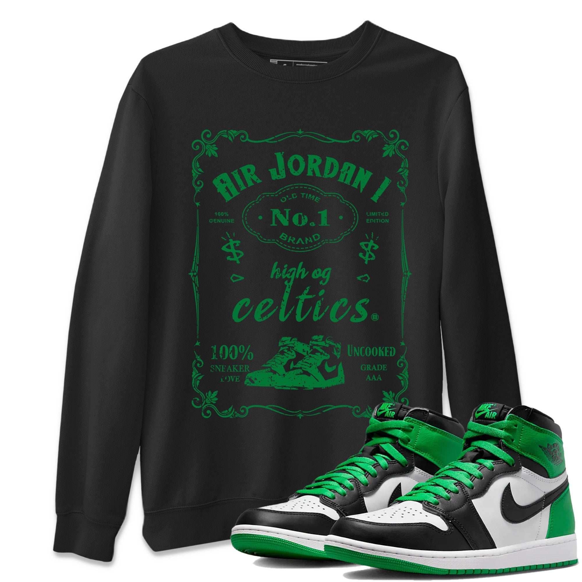 Air Jordan 1 Celtics Sneaker Match Tees Sneaker Label Streetwear Sneaker Shirt Air Jordan 1 Retro Celtics Sneaker Release Tees Unisex Shirts Black 1