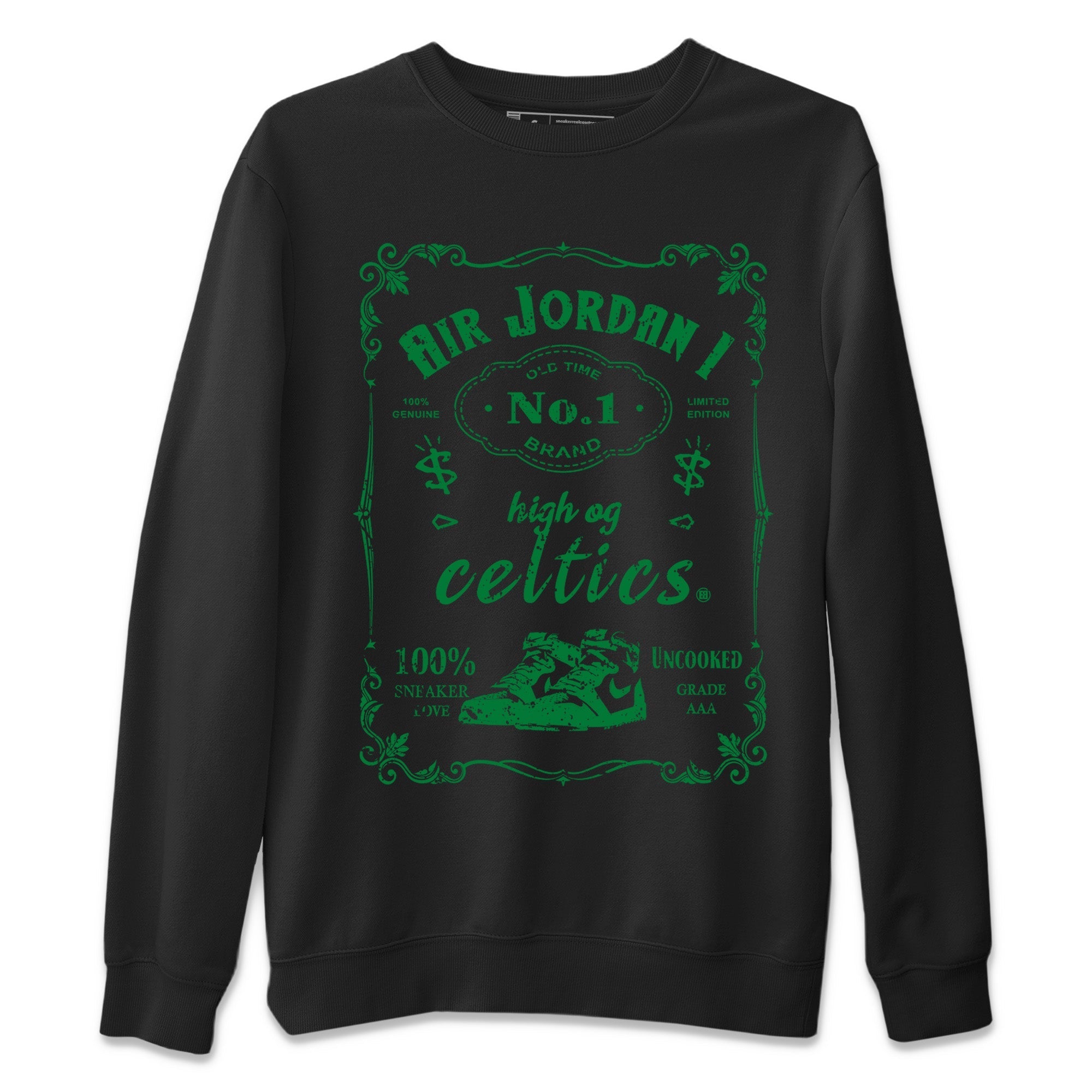 Air Jordan 1 Celtics Sneaker Match Tees Sneaker Label Streetwear Sneaker Shirt Air Jordan 1 Retro Celtics Sneaker Release Tees Unisex Shirts Black 2