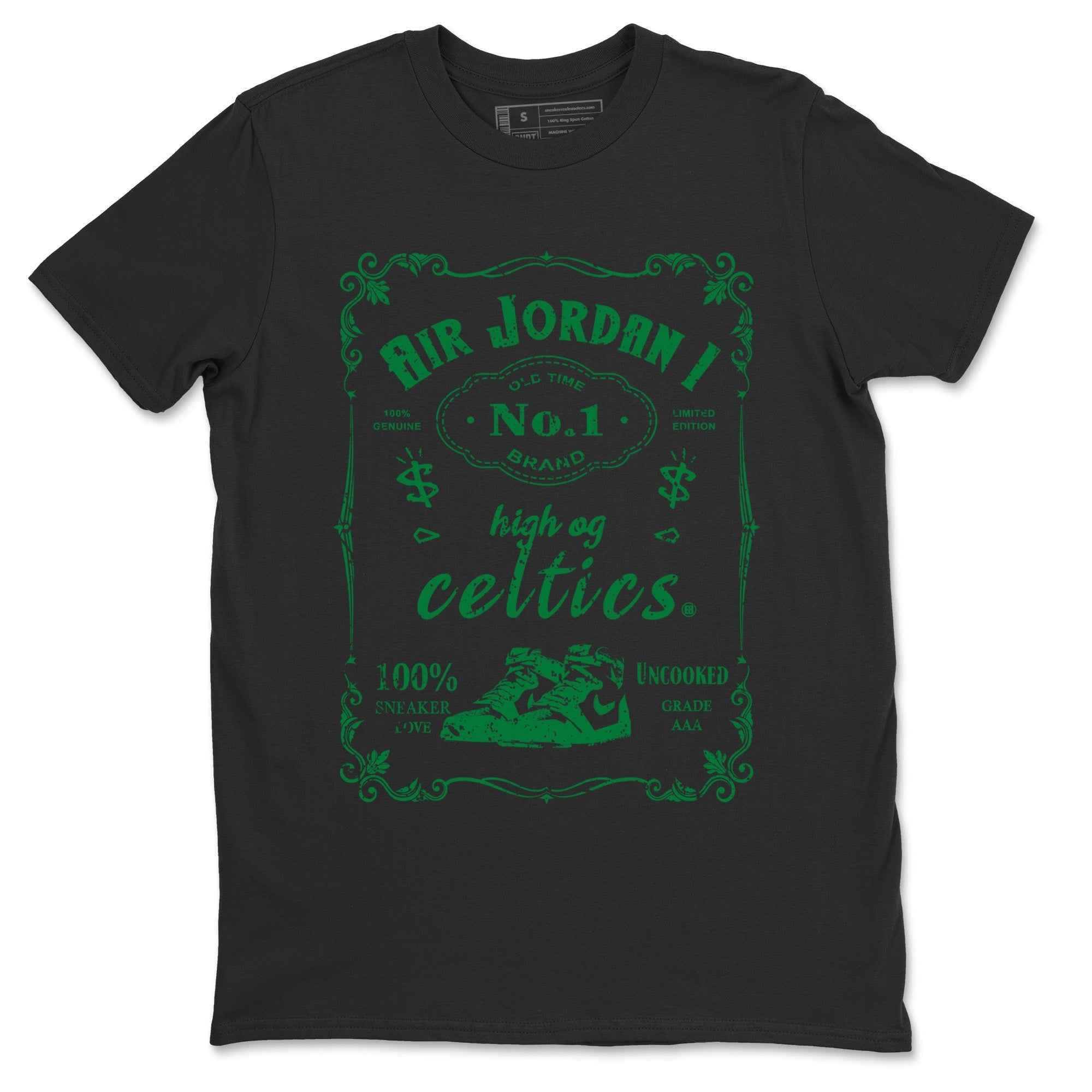 Air Jordan 1 Celtics Sneaker Match Tees Sneaker Label Streetwear Sneaker Shirt Air Jordan 1 Retro Celtics Sneaker Release Tees Unisex Shirts Black 2
