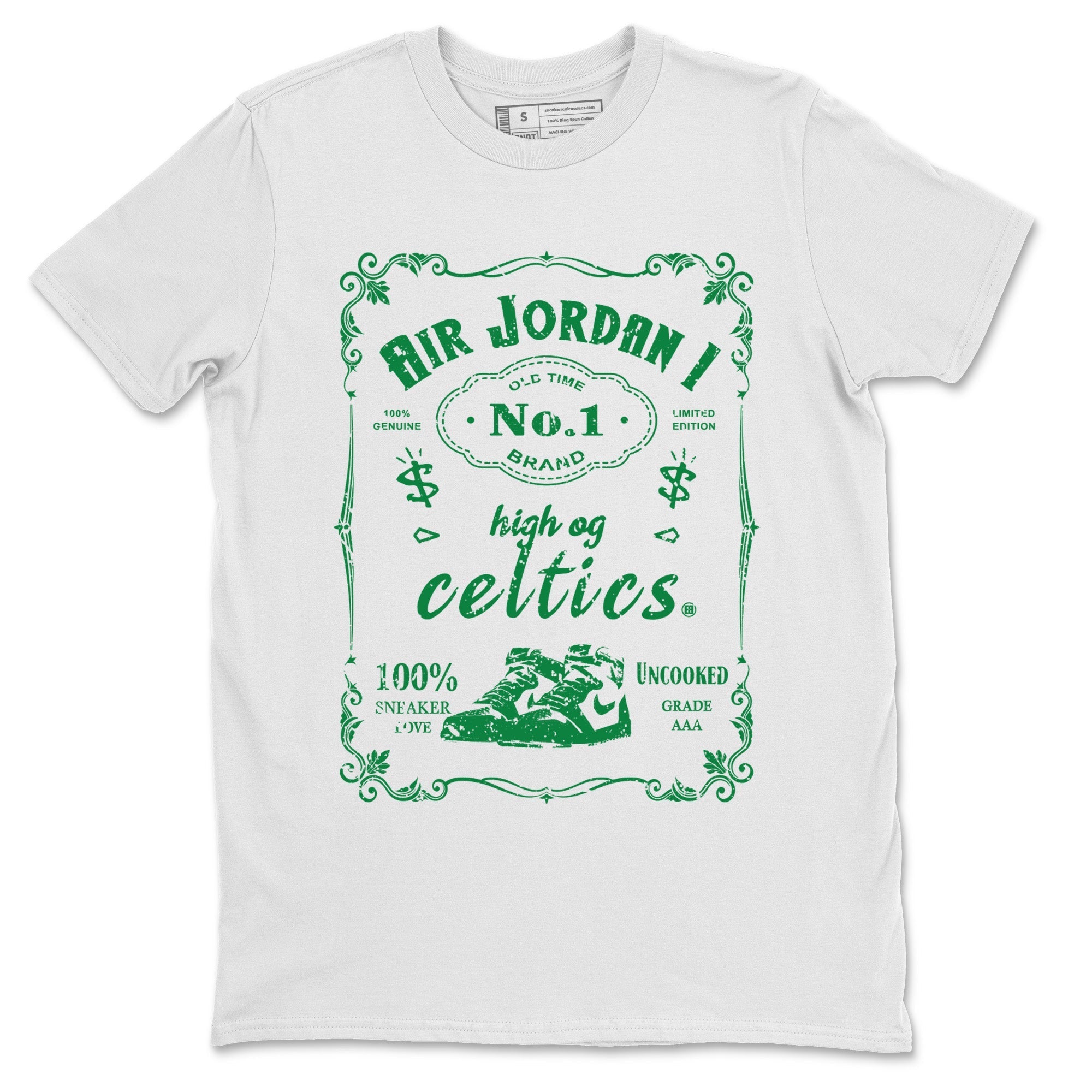 Air Jordan 1 Celtics Sneaker Match Tees Sneaker Label Streetwear Sneaker Shirt Air Jordan 1 Retro Celtics Sneaker Release Tees Unisex Shirts White 2